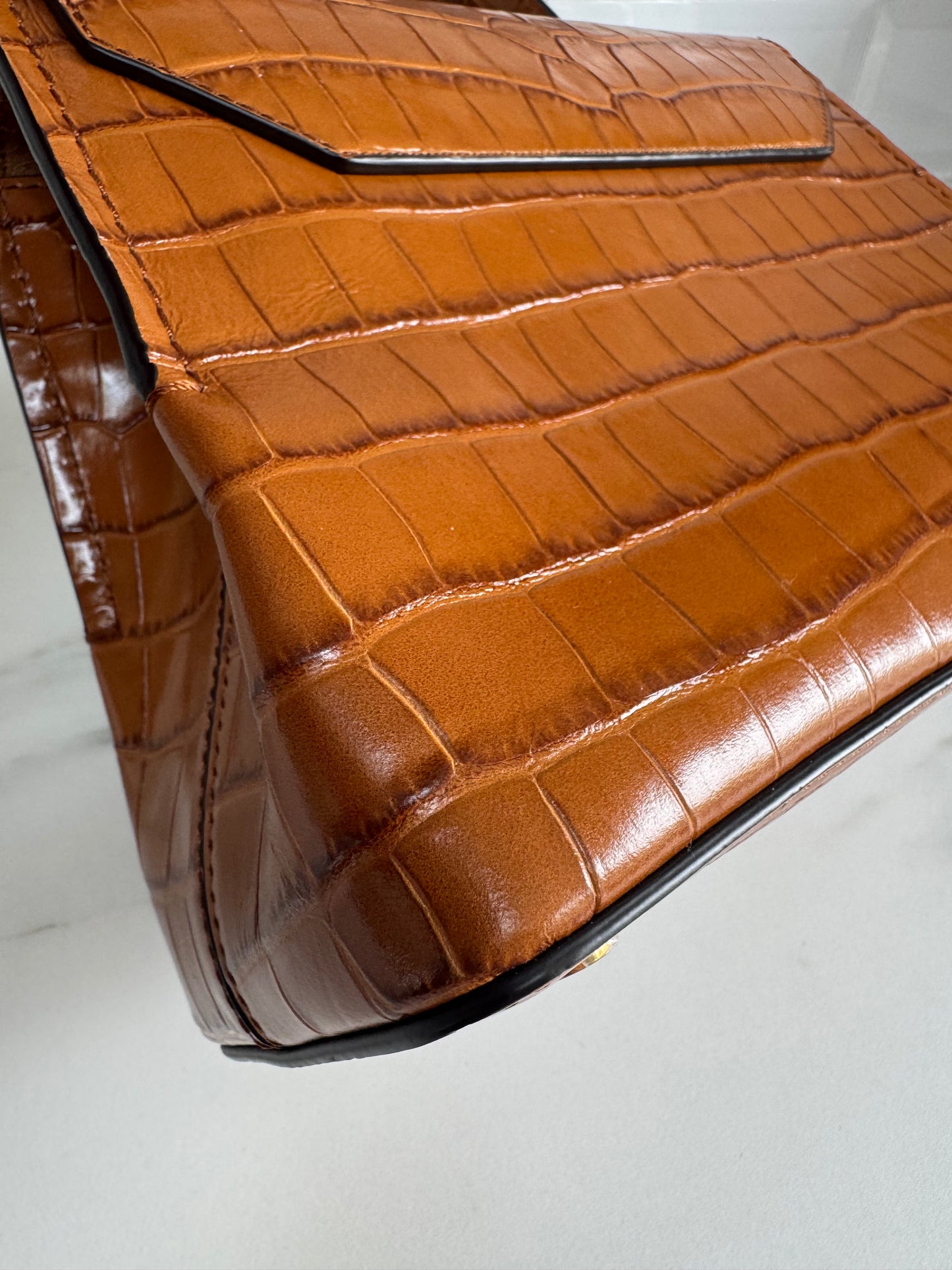 Mulberry Mini Seaton - Tobacco Brown Croc Embossed