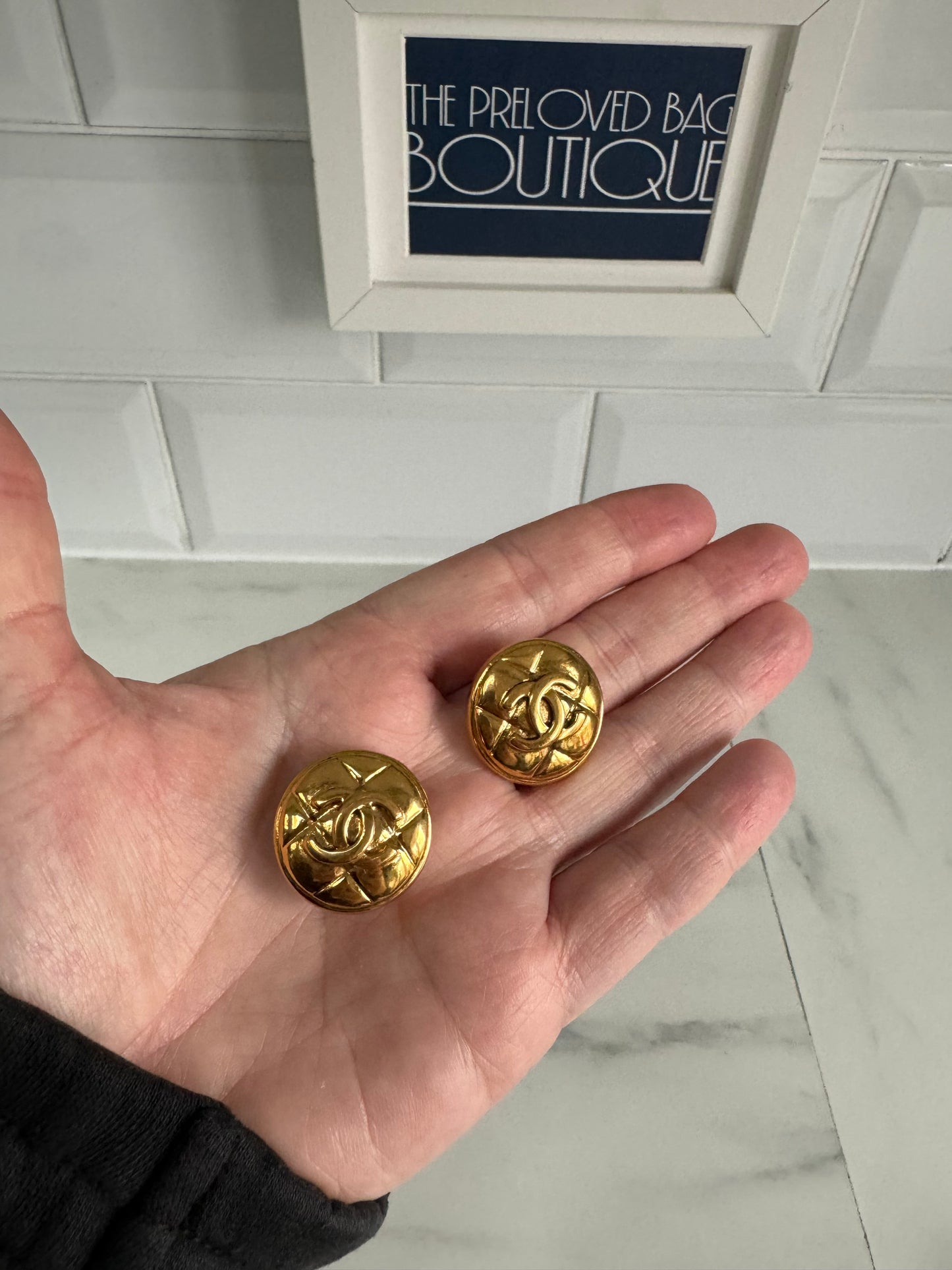 Chanel CC Quilted Clip on Earrings - gold plated