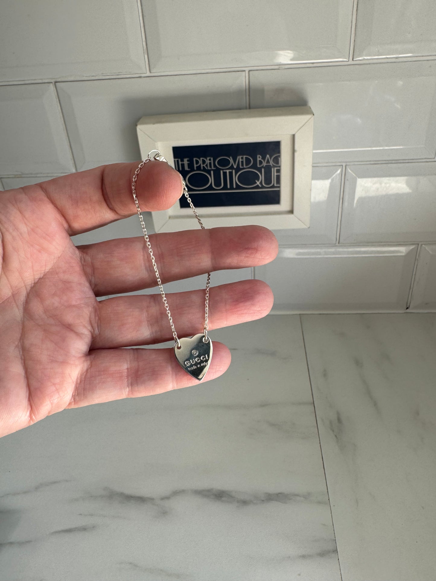 Gucci Trademark Bracelet with heart pendant -  Silver