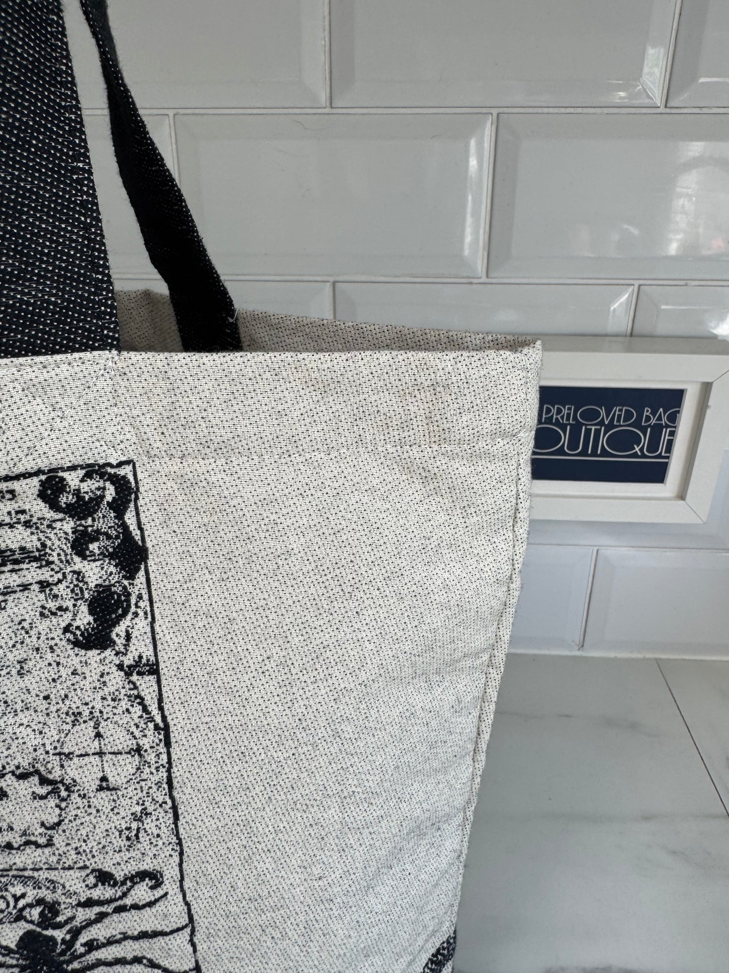 Christian Dior Canvas Shopper Tote - White and Navy
