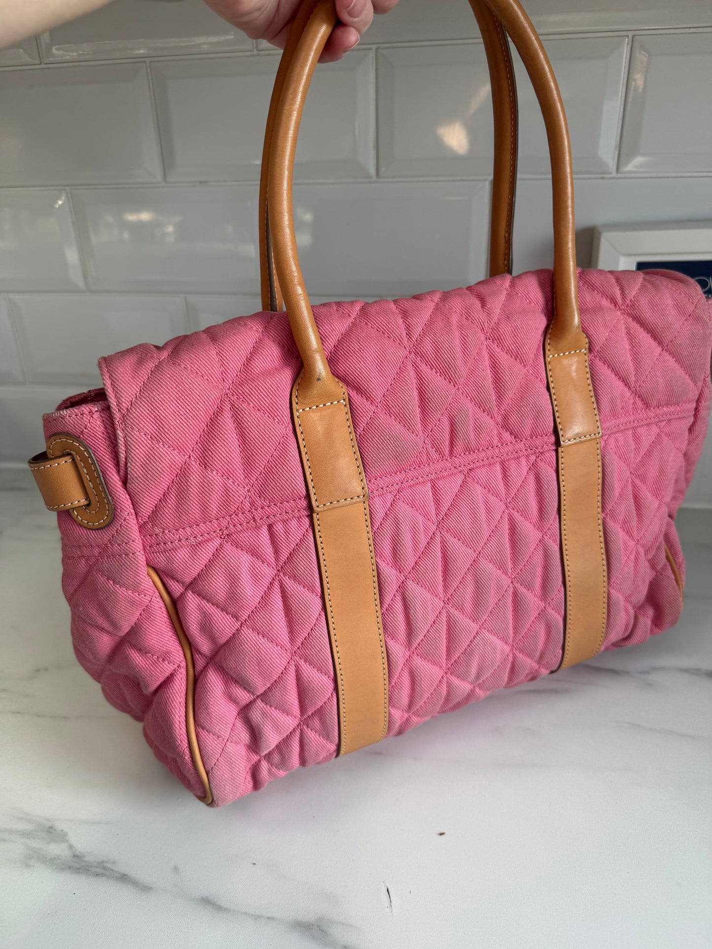 Mulberry Denim Quilted Bayswater - Candy Pink