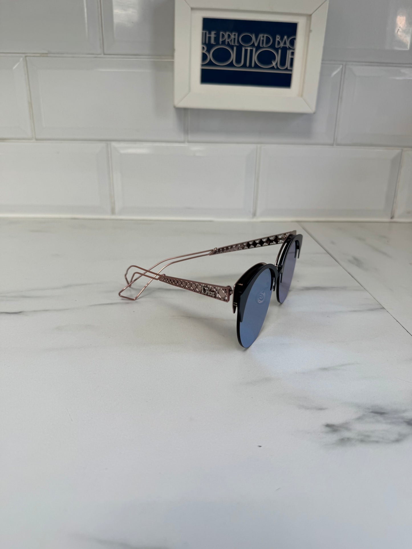 Christian Dior DioramaClub Mirrored Sunglasses - black and rose gold