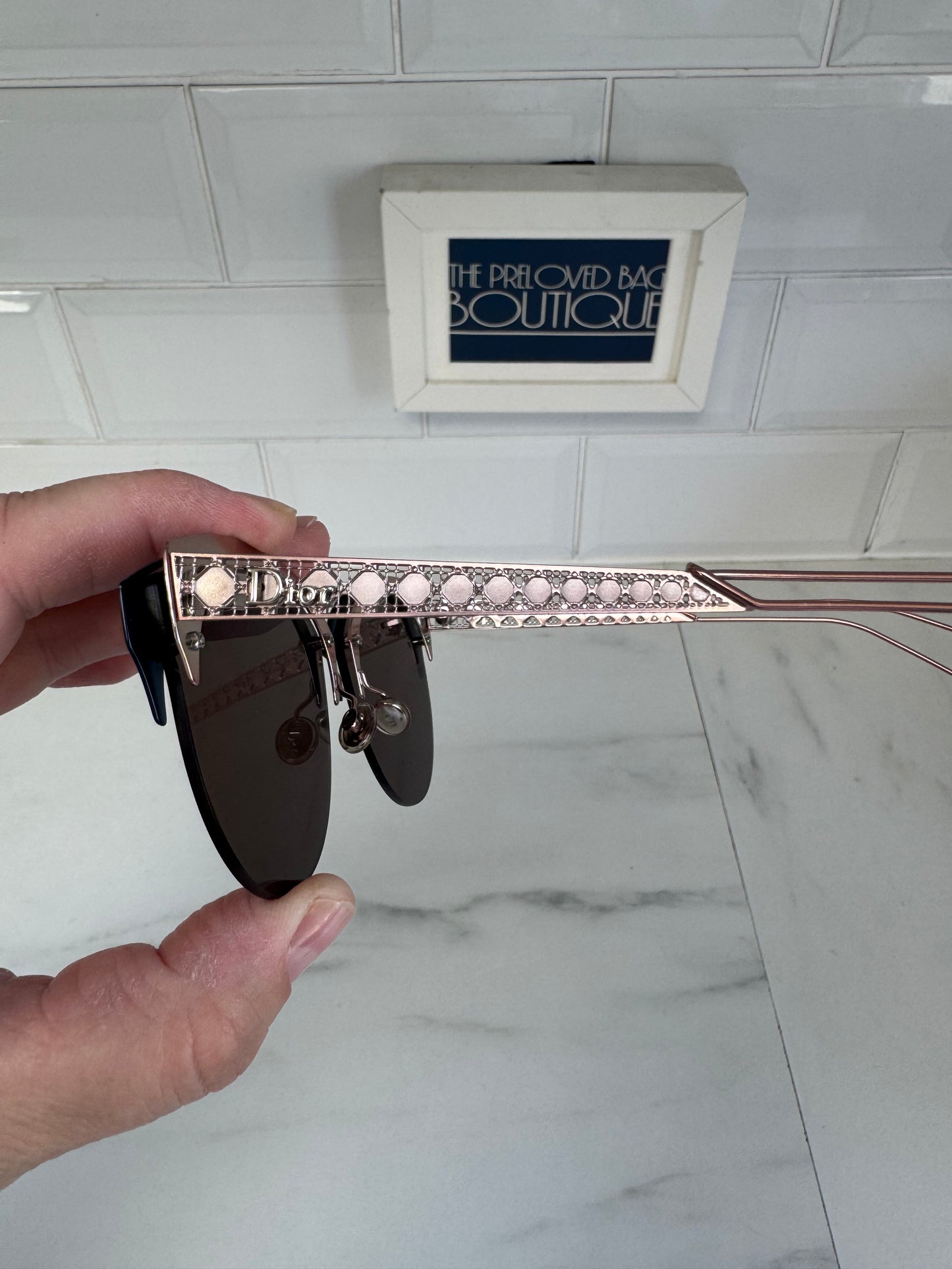 Christian Dior DioramaClub Mirrored Sunglasses - black and rose gold