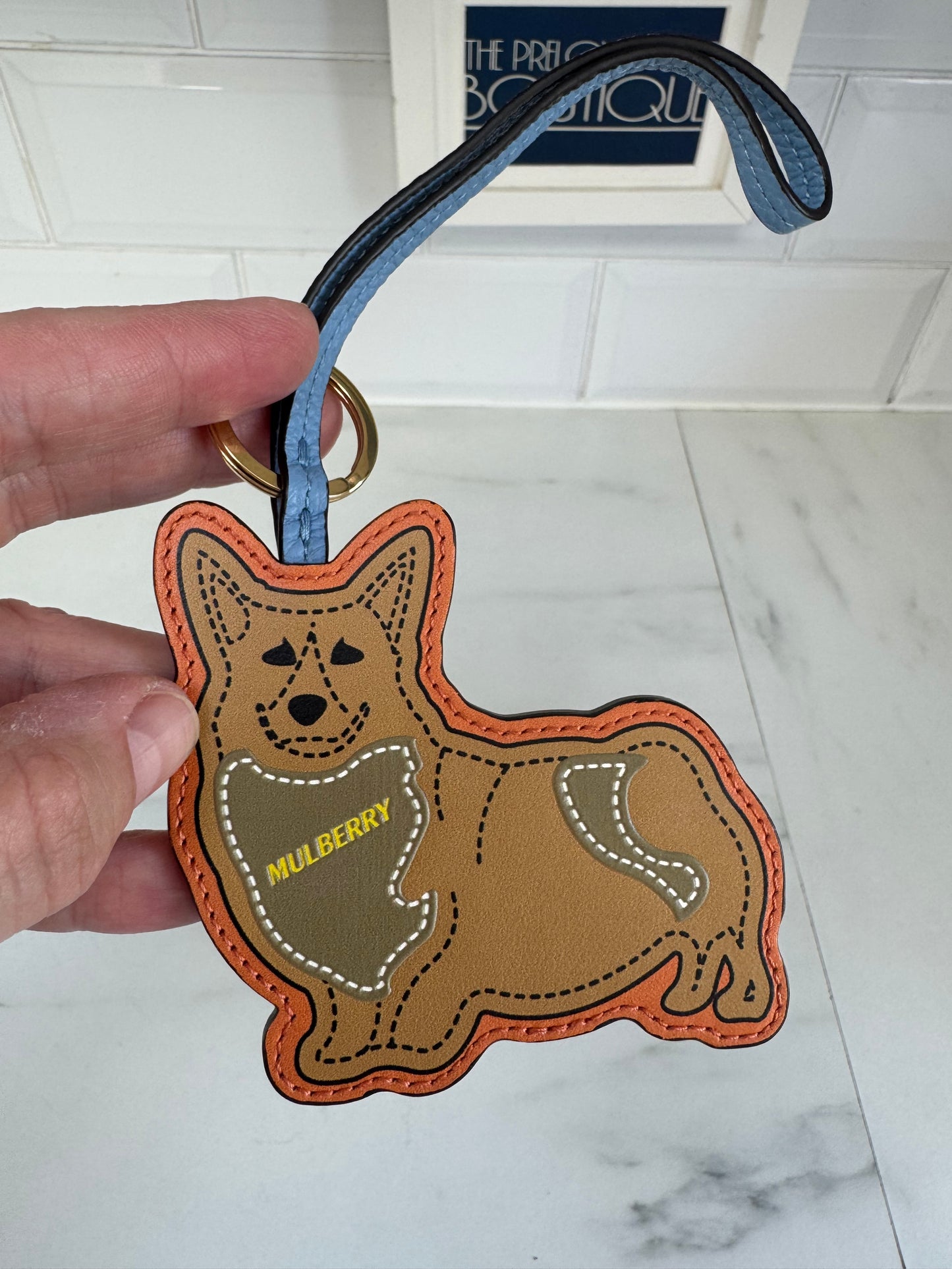 Mulberry Corgi Bag Charm/Keyring - Brown, Orange and Blue