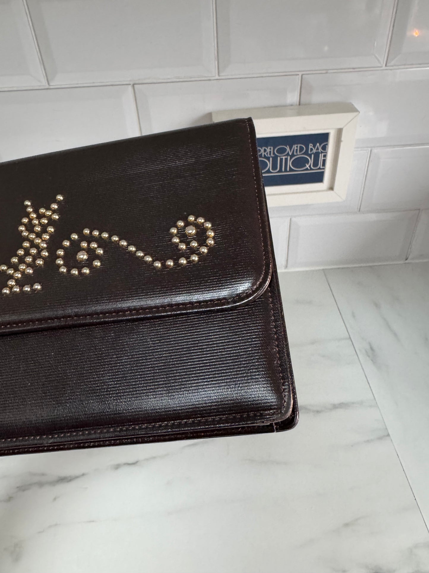 Yves Saint Laurent - Vintage Clutch with Studs - Brown