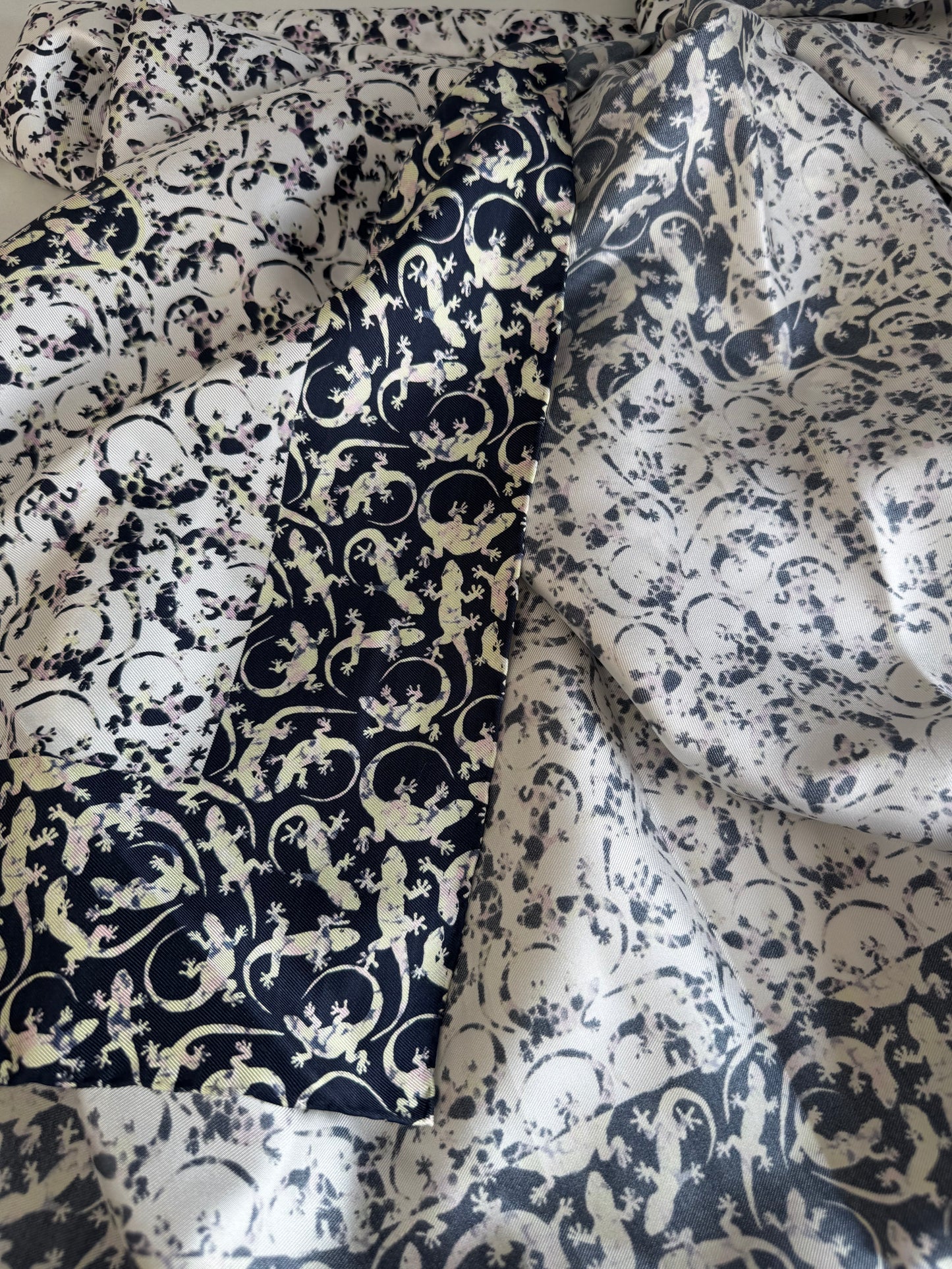 Mulberry Limited Edition Silk Square Scarf Gecko Print - Blue, Cream, Pink
