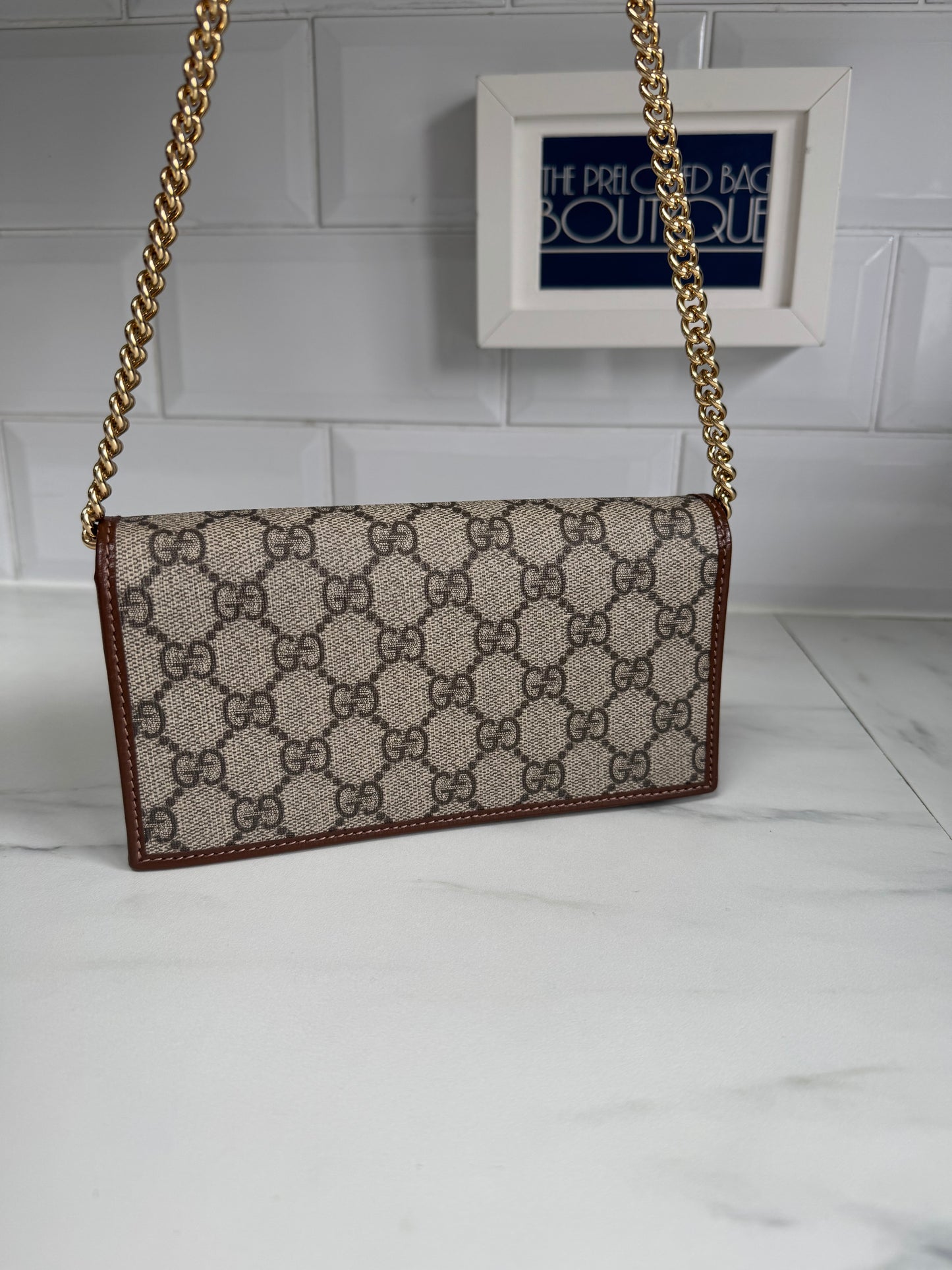 Gucci Horsebit Wallet on Chain - Brown and Beige