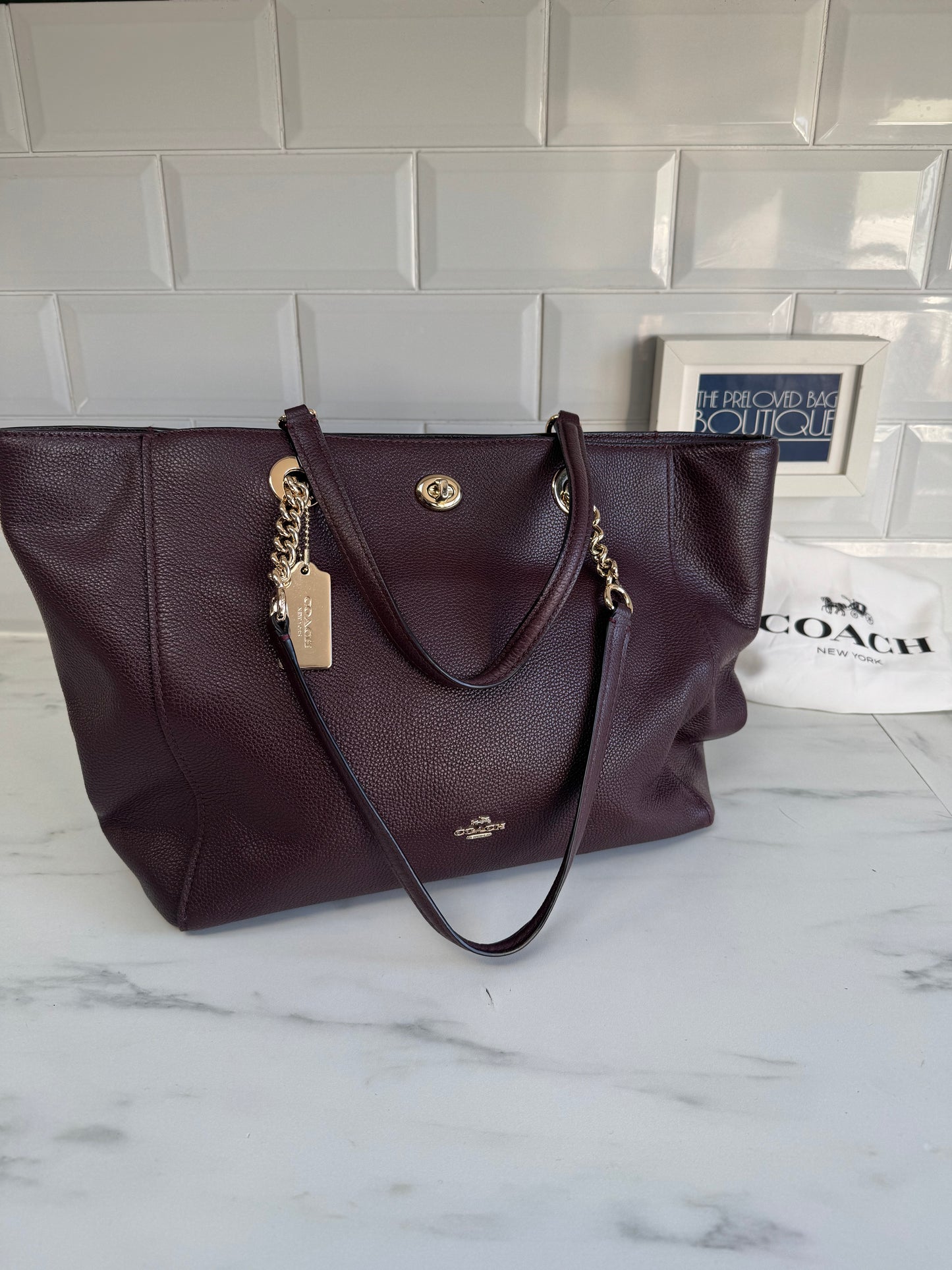 Coach Turnlock Tote - Burgundy