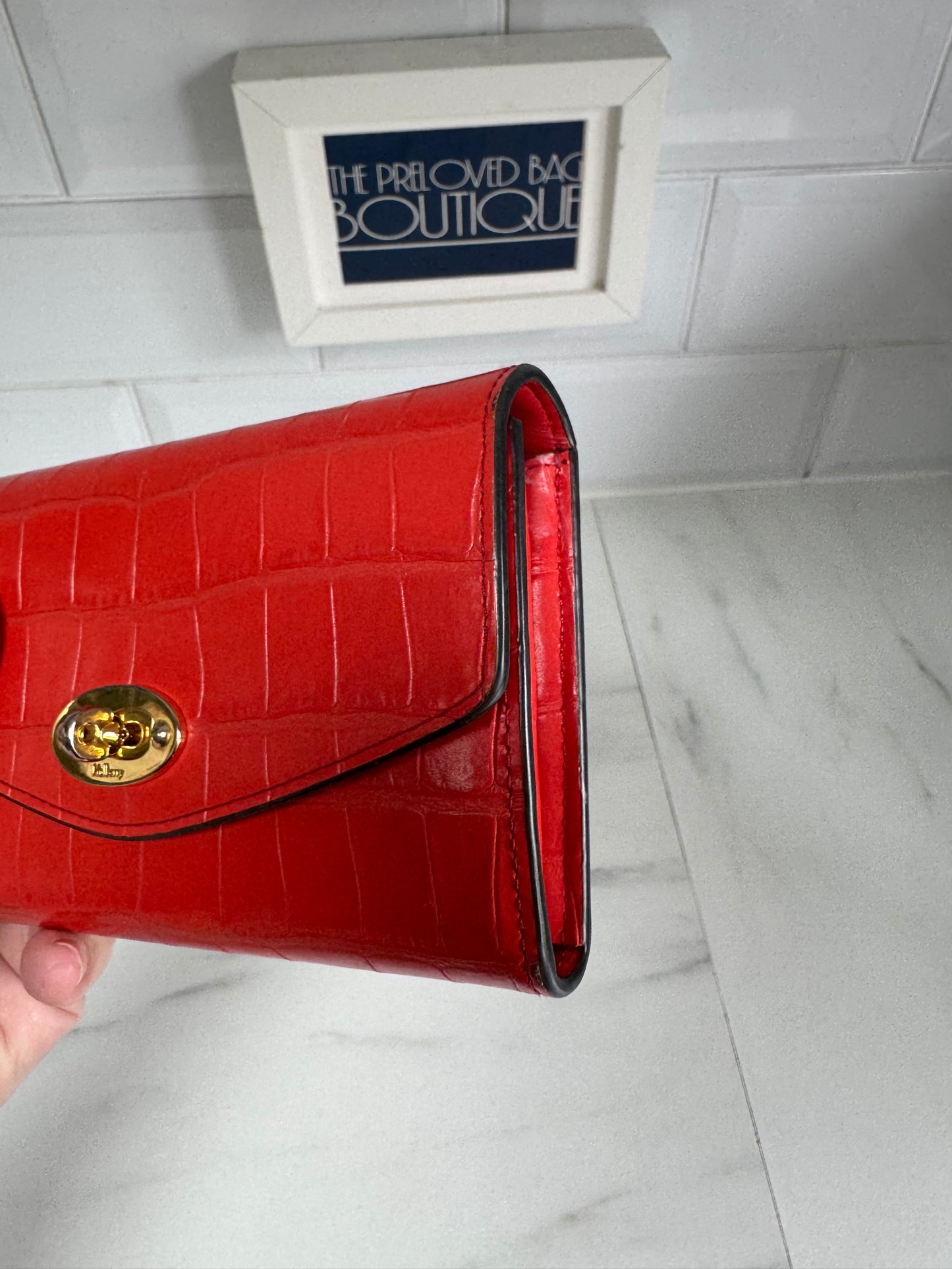 Mulberry Medium Darley wallet - Tomato Red Croc Embossed