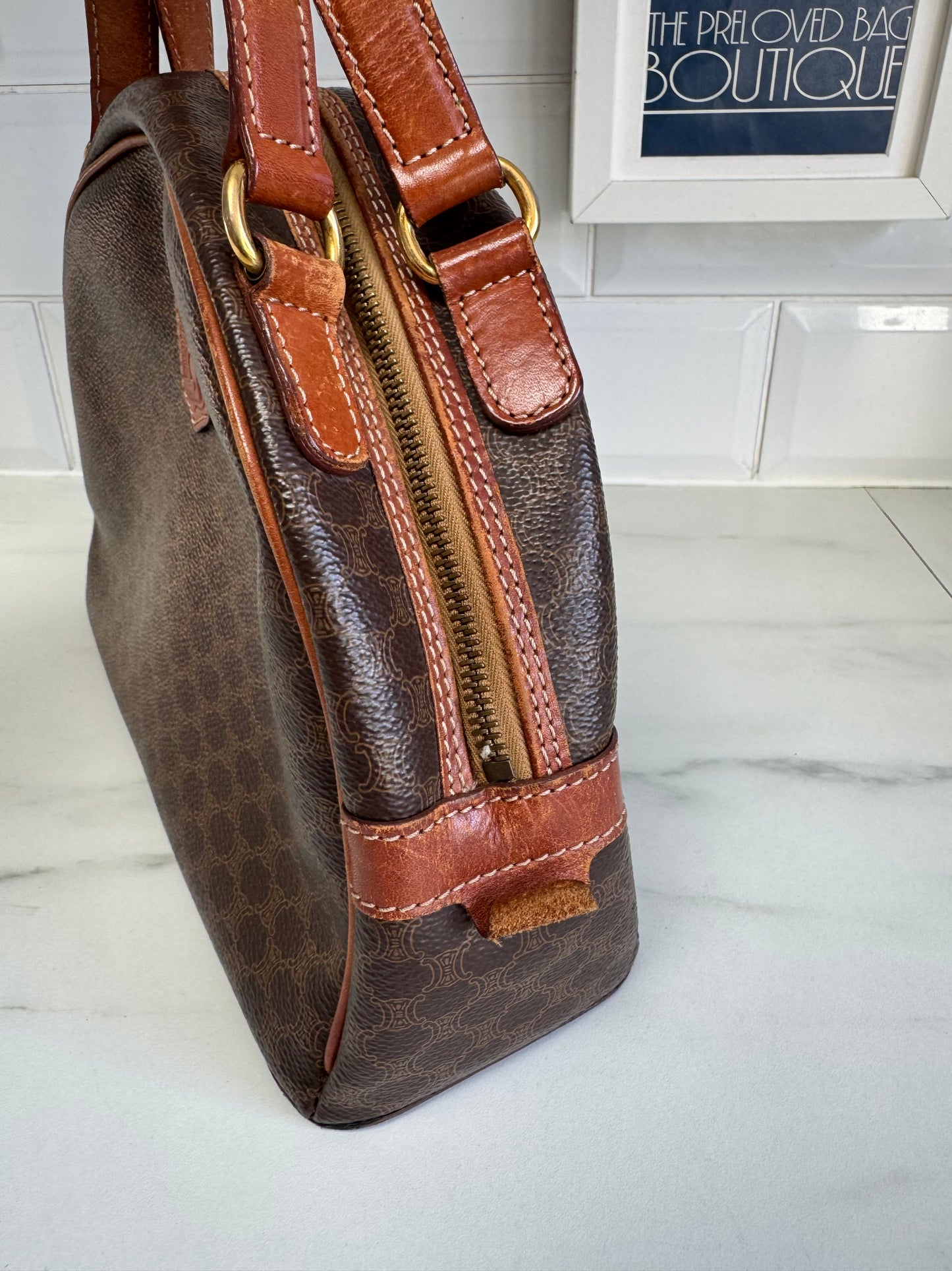 Celine Triomphe Macadam Small Vintage Bowling Bag - Monogram