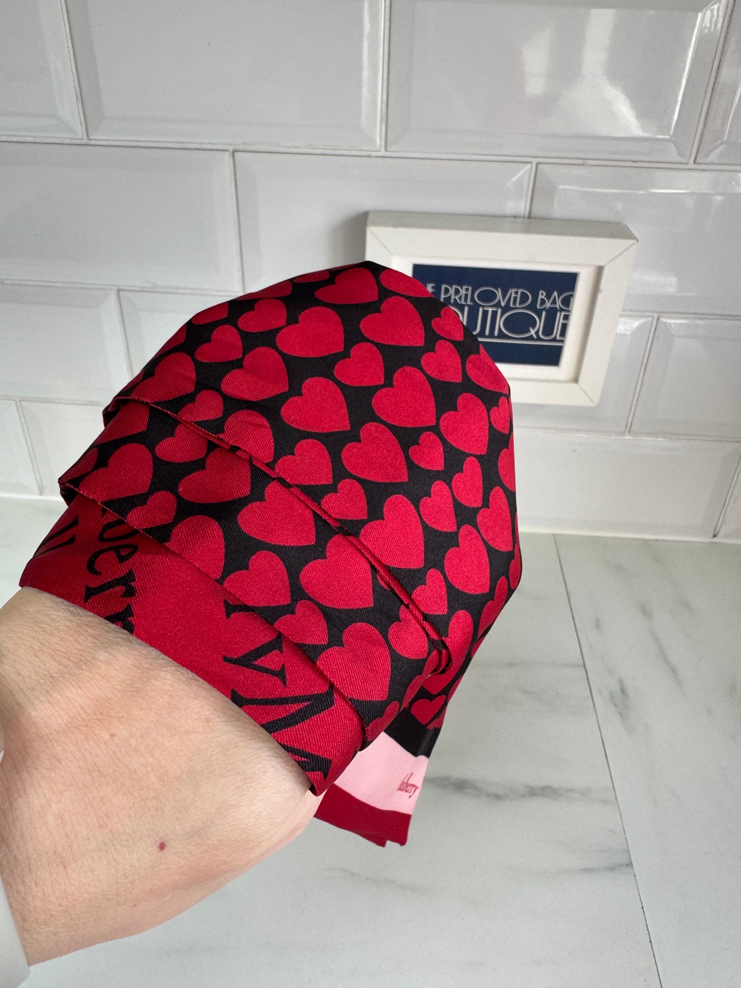 Mulberry Twilly - Black, Red and Pink