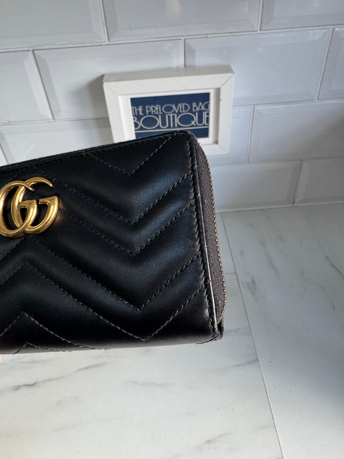 Gucci GG Marmont zip around Wallet - Black