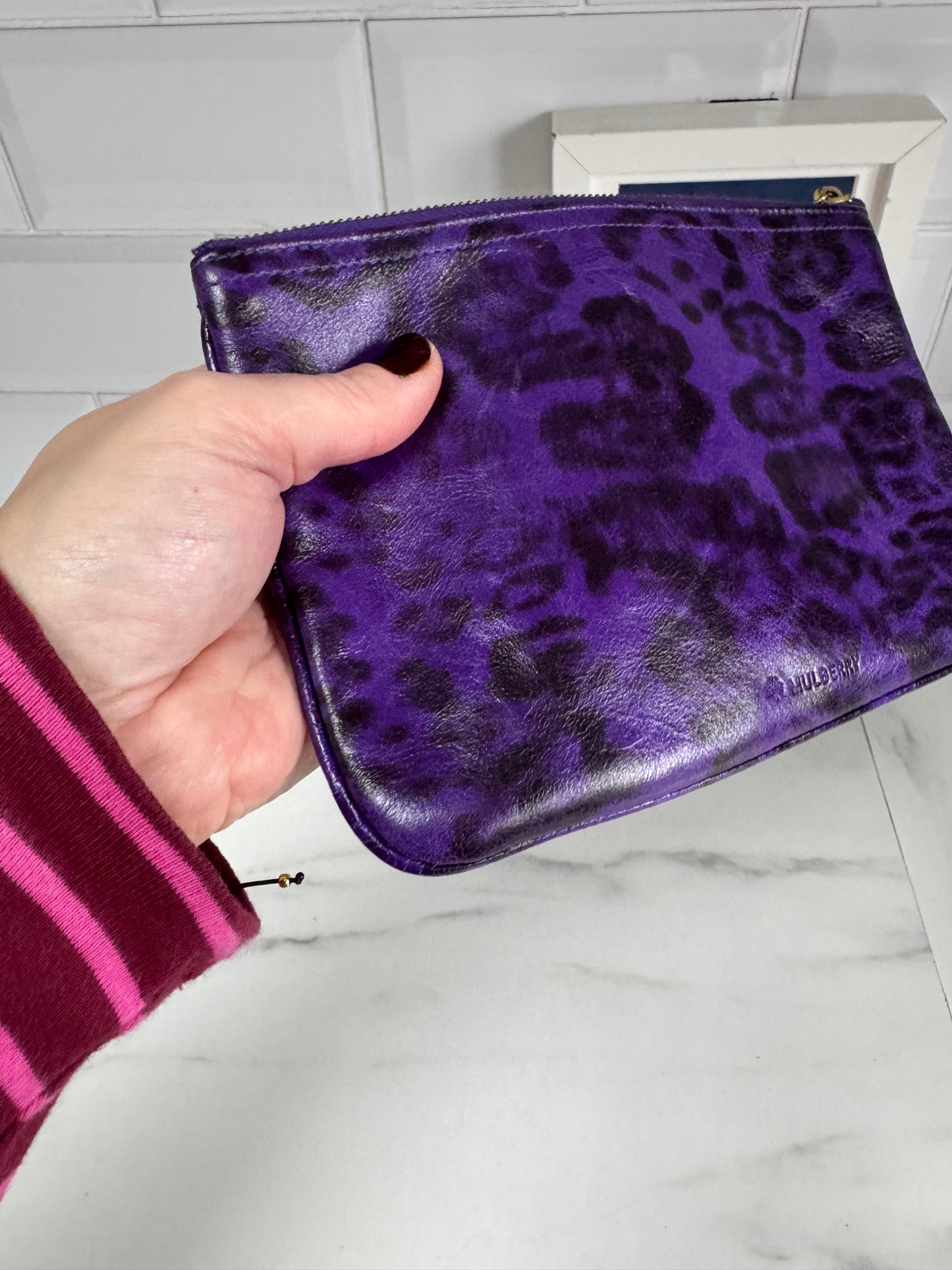 Mulberry Mitzy Zip Top Pouch - Purple Animal sprint