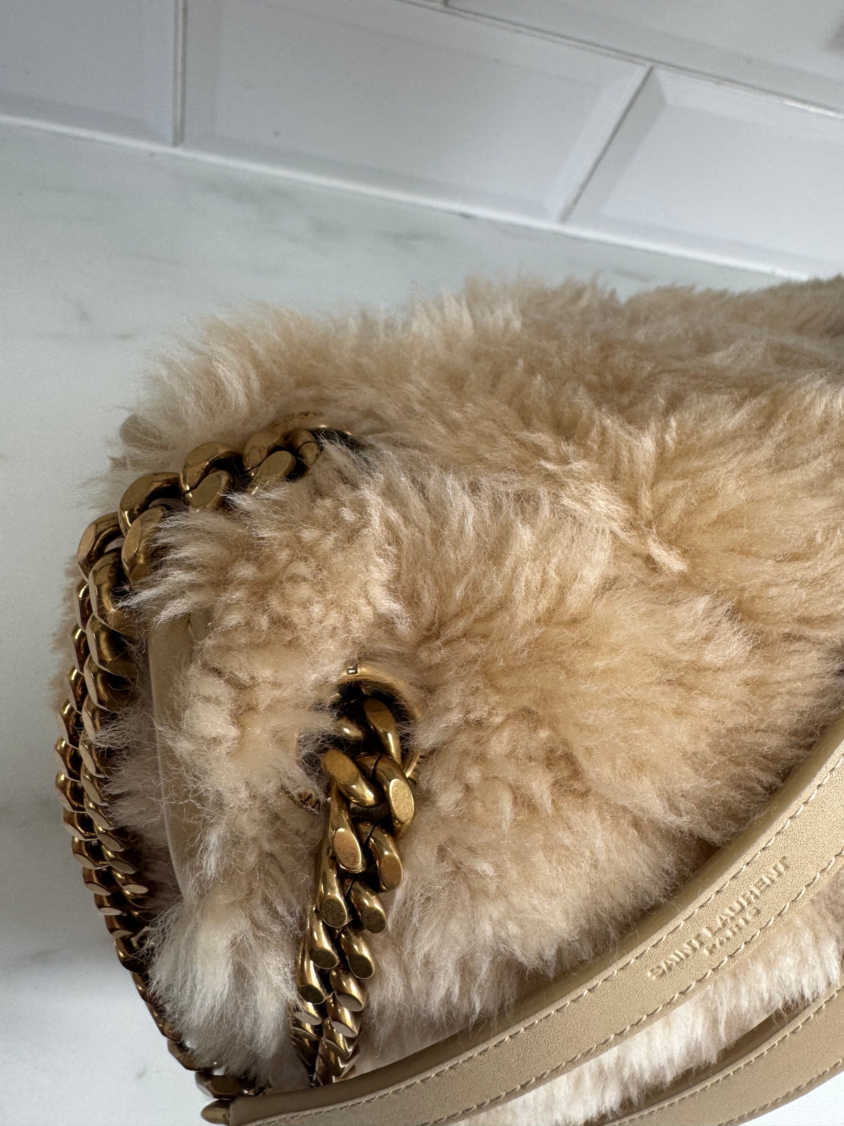 Saint Laurent Medium Niki Shearling - Cream