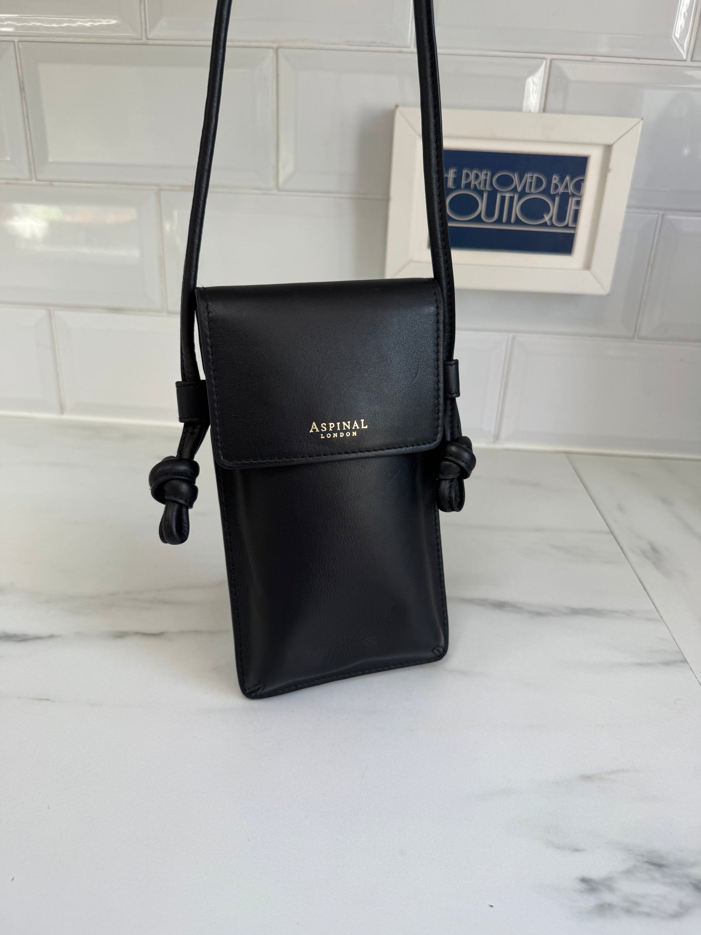 Aspinal of London Cross Body Phone Pouch - Black