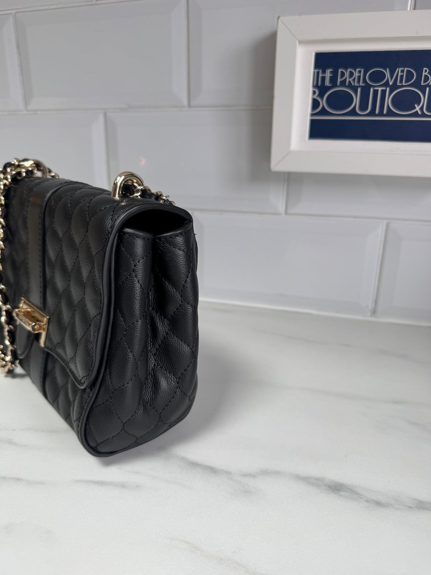 Aspinal of London Lottie Quilted Shoulder Bag - Black