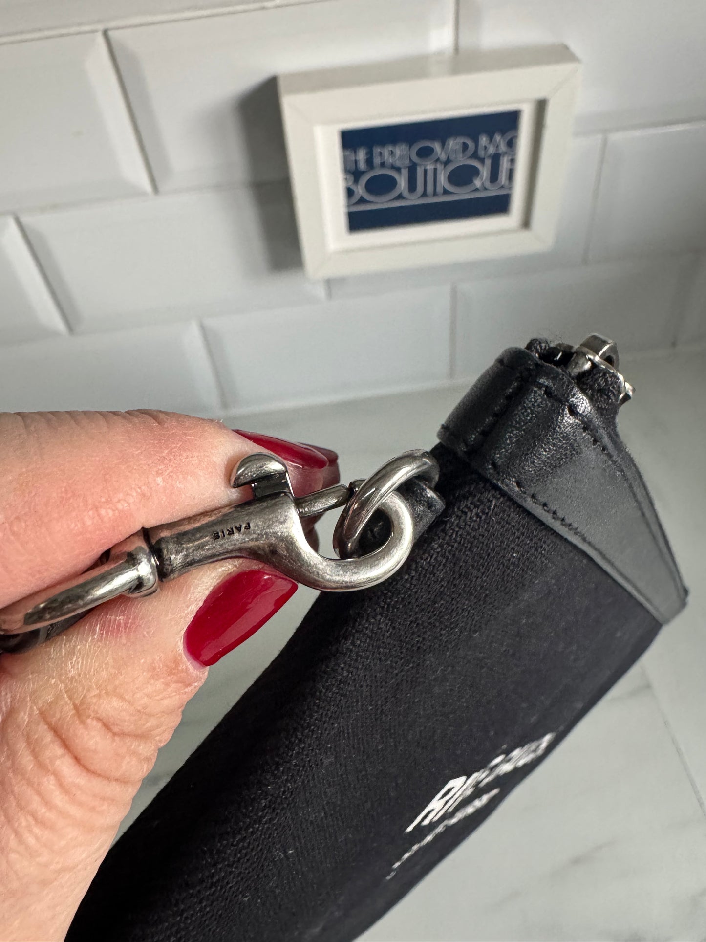 Saint Laurent (YSL) Rive Gauche Wristlet Pouch - Black and White