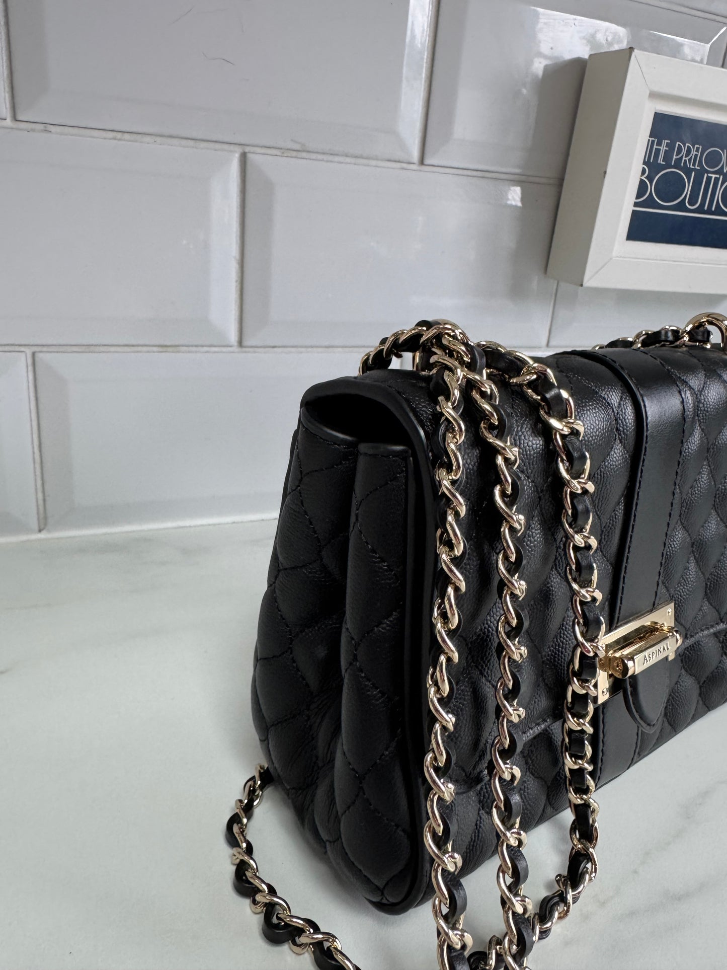 Aspinal of London Lottie Quilted Shoulder Bag - Black