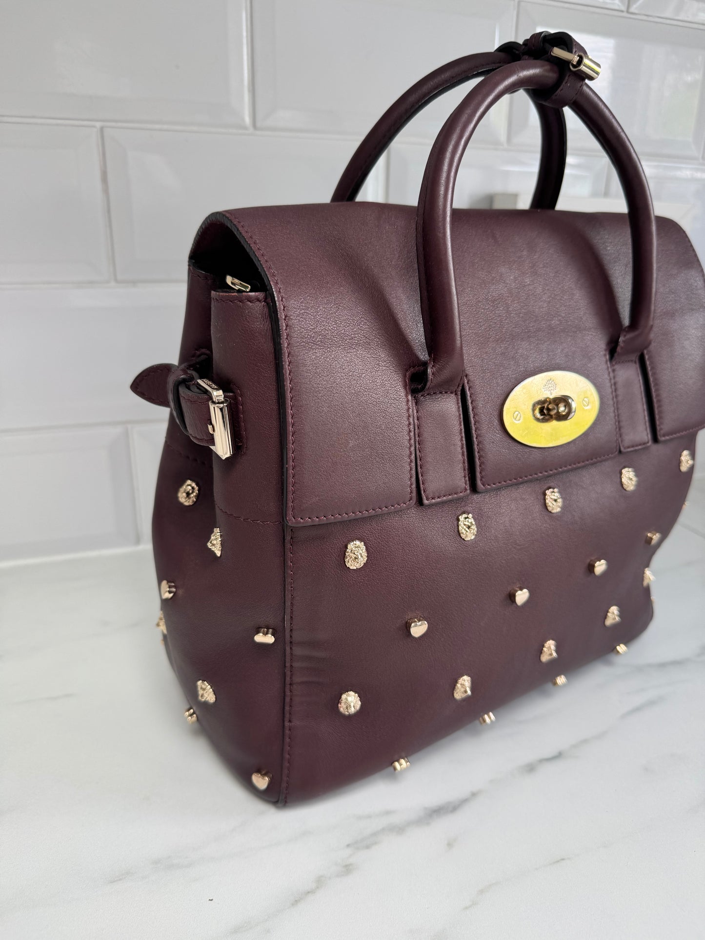 Mulberry Medium Limited Edition Cara  Delevingne Lion and Heart Rivet Backpack - Oxblood