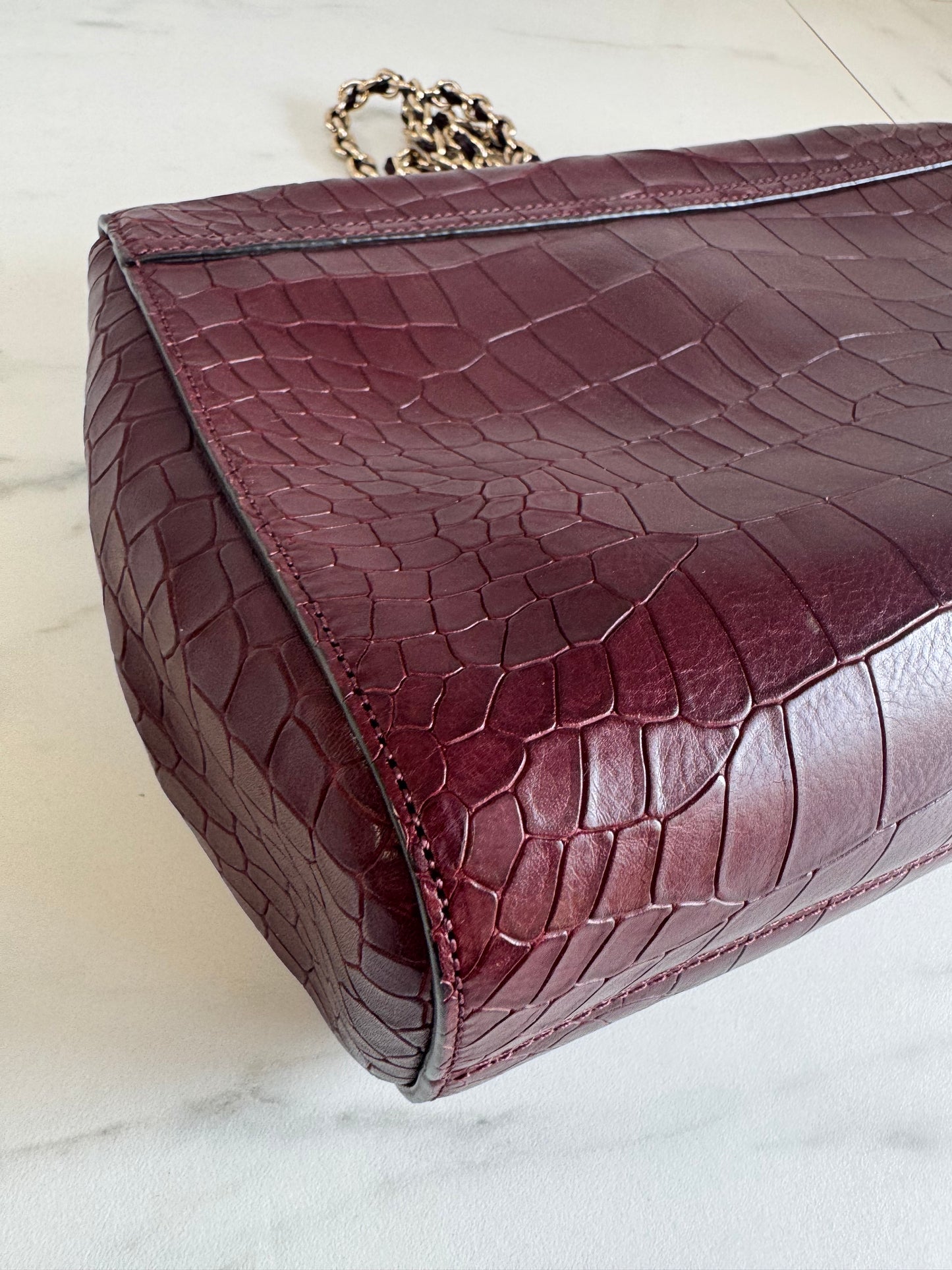 Mulberry Medium Lily - Oxblood Croc Embossed