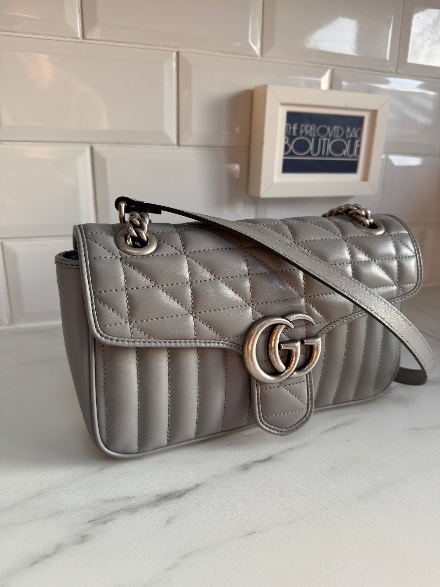 Gucci GG Marmont Shoulder Bag - Grey