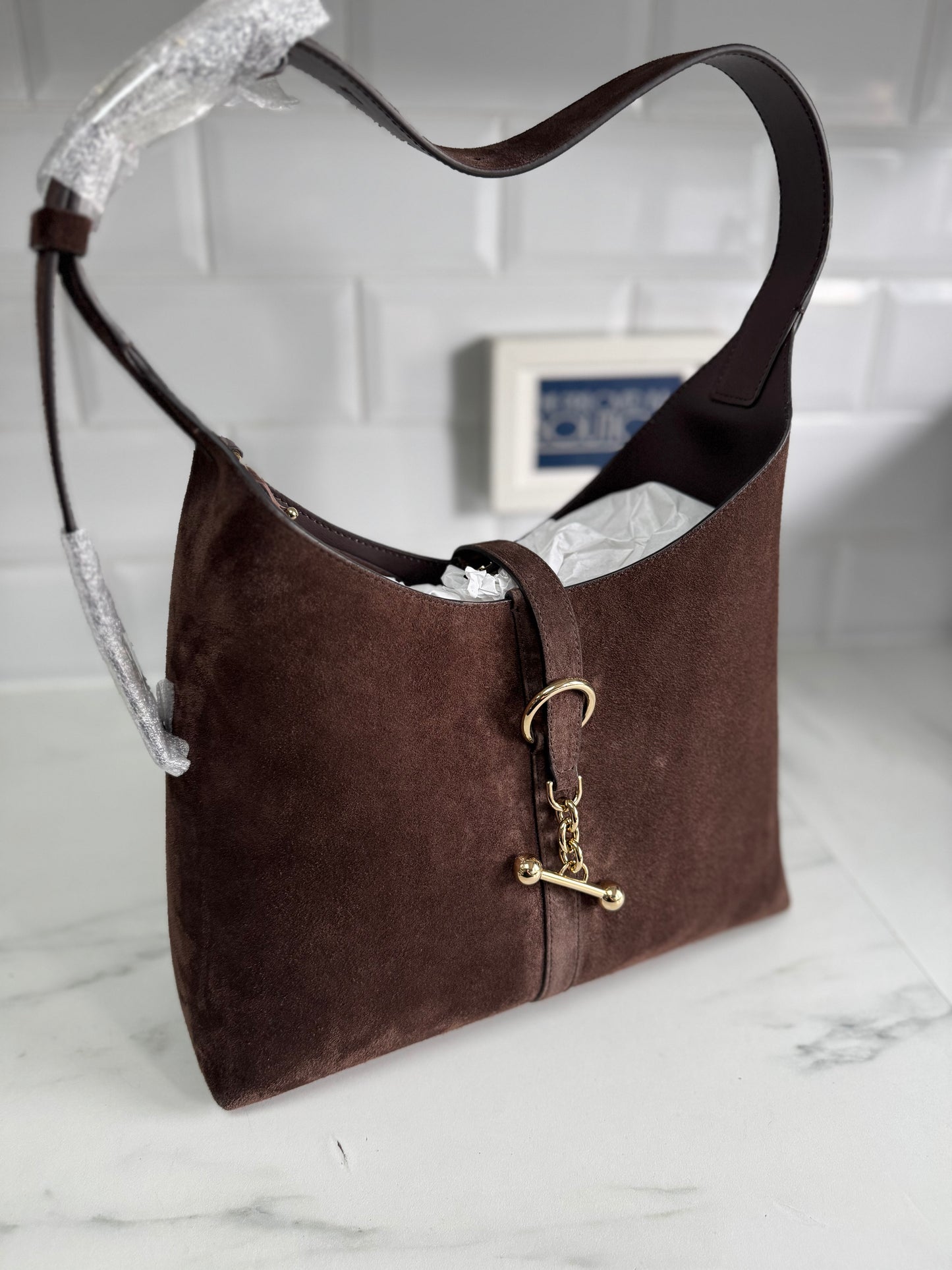 Strathberry Kite Hobo - Chocolate Suede