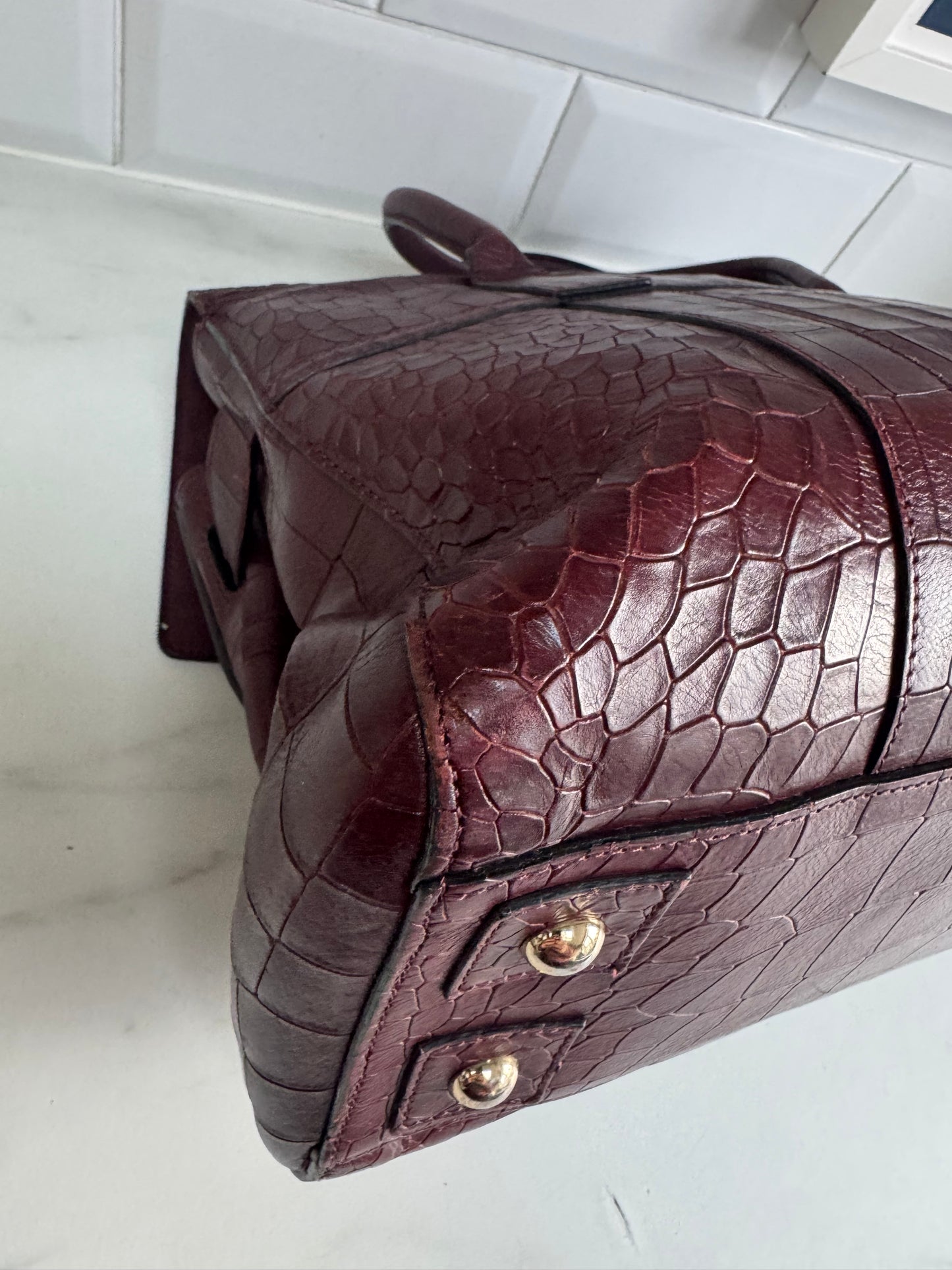 Mulberry Bayswater - Oxblood Croc Embossed