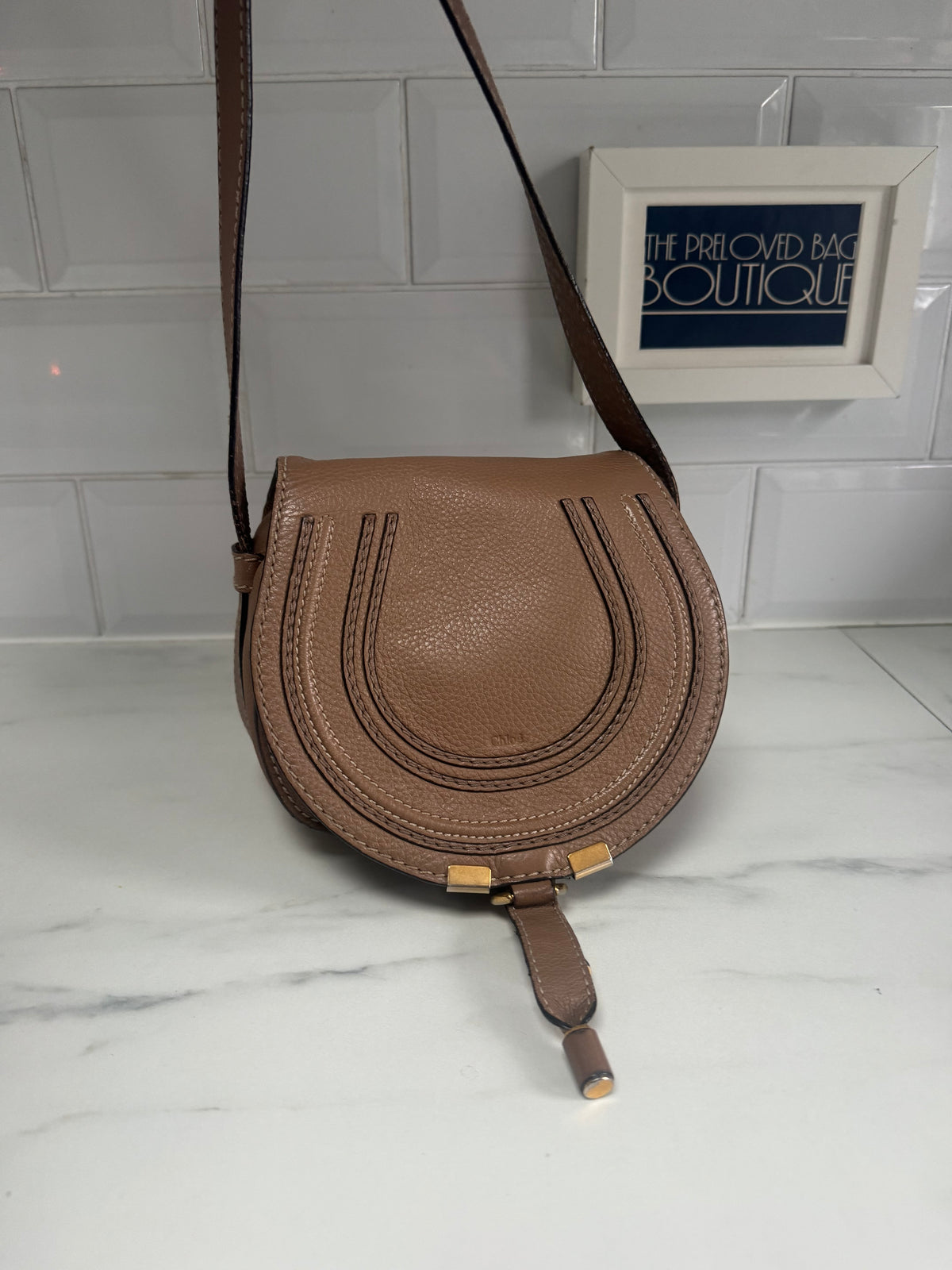 Chloé Mini Marcie Saddle Bag - Nut Brown