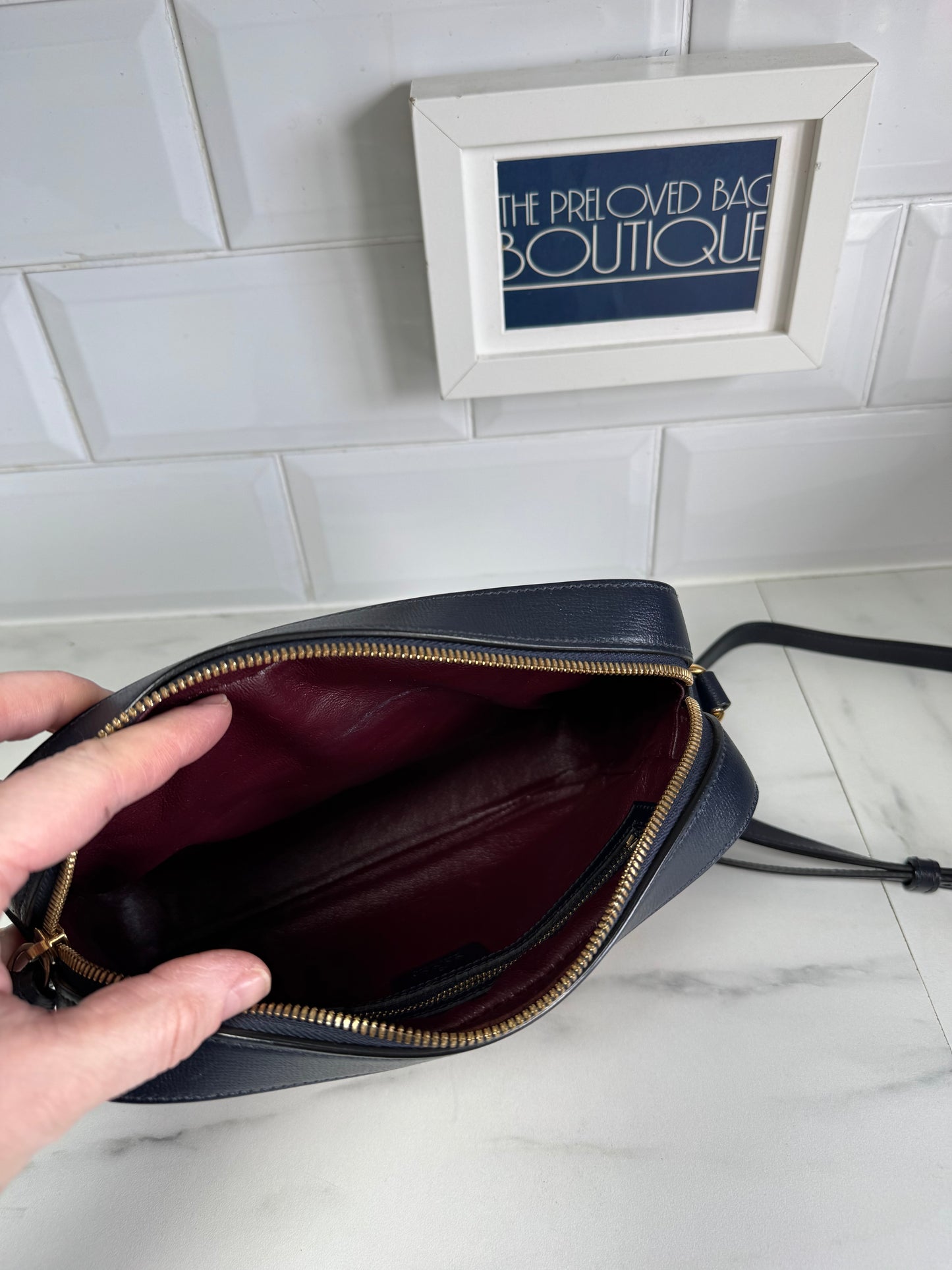 Gucci 1955 Flap Pocket Camera Bag - Beige, Navy