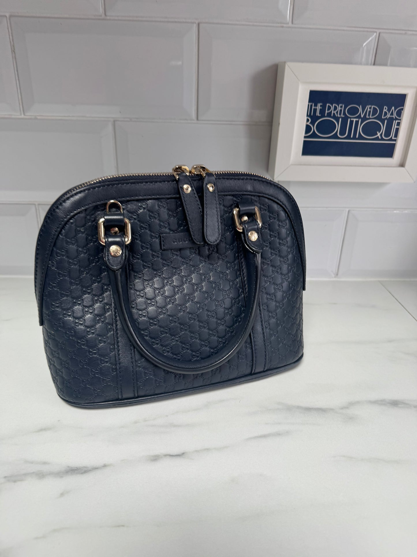 Gucci Guccissima Small Dome Bag - Navy