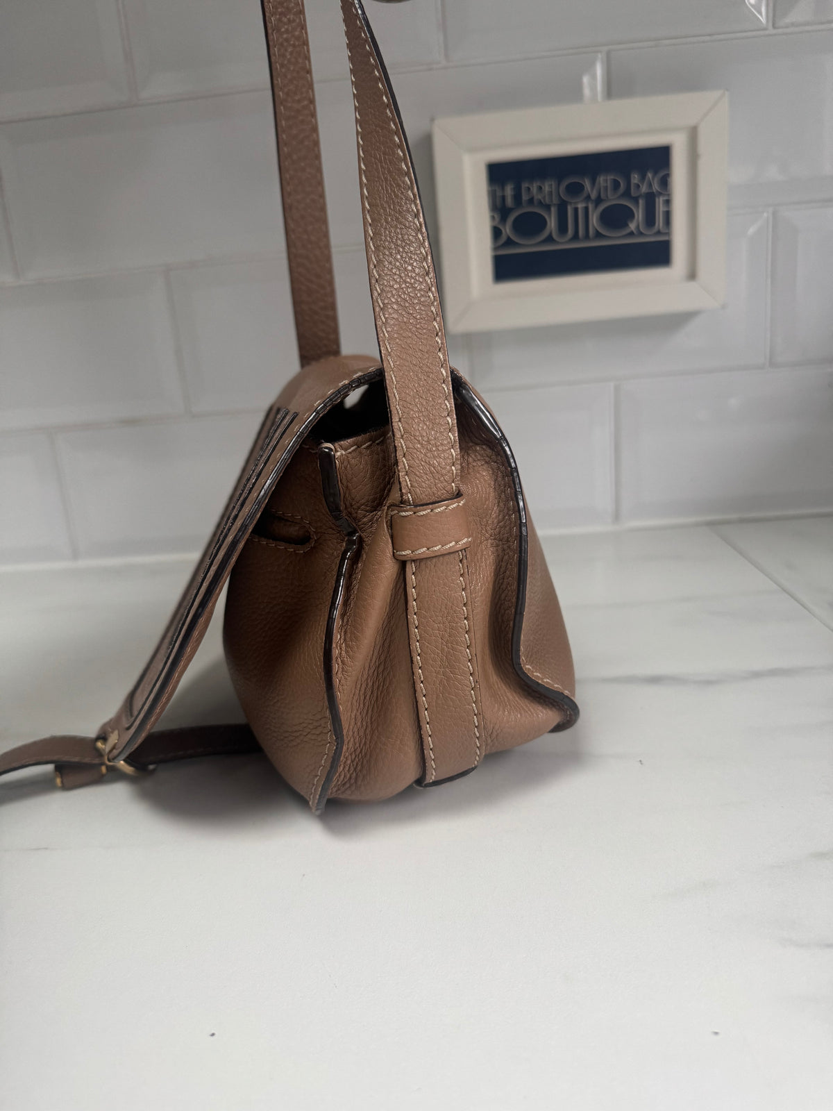 Chloé Mini Marcie Saddle Bag - Nut Brown
