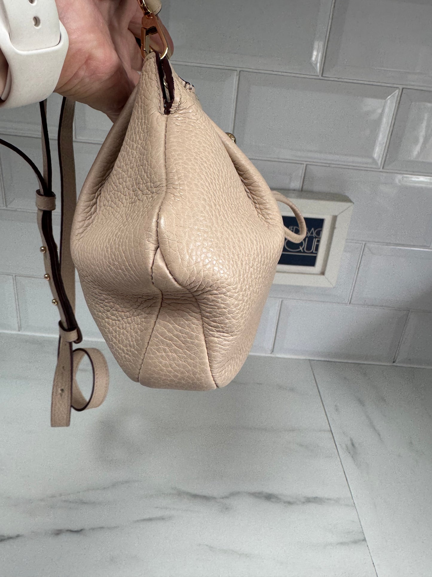 Strathberry Osette Drawstring Pouch Cross Body - Nude
