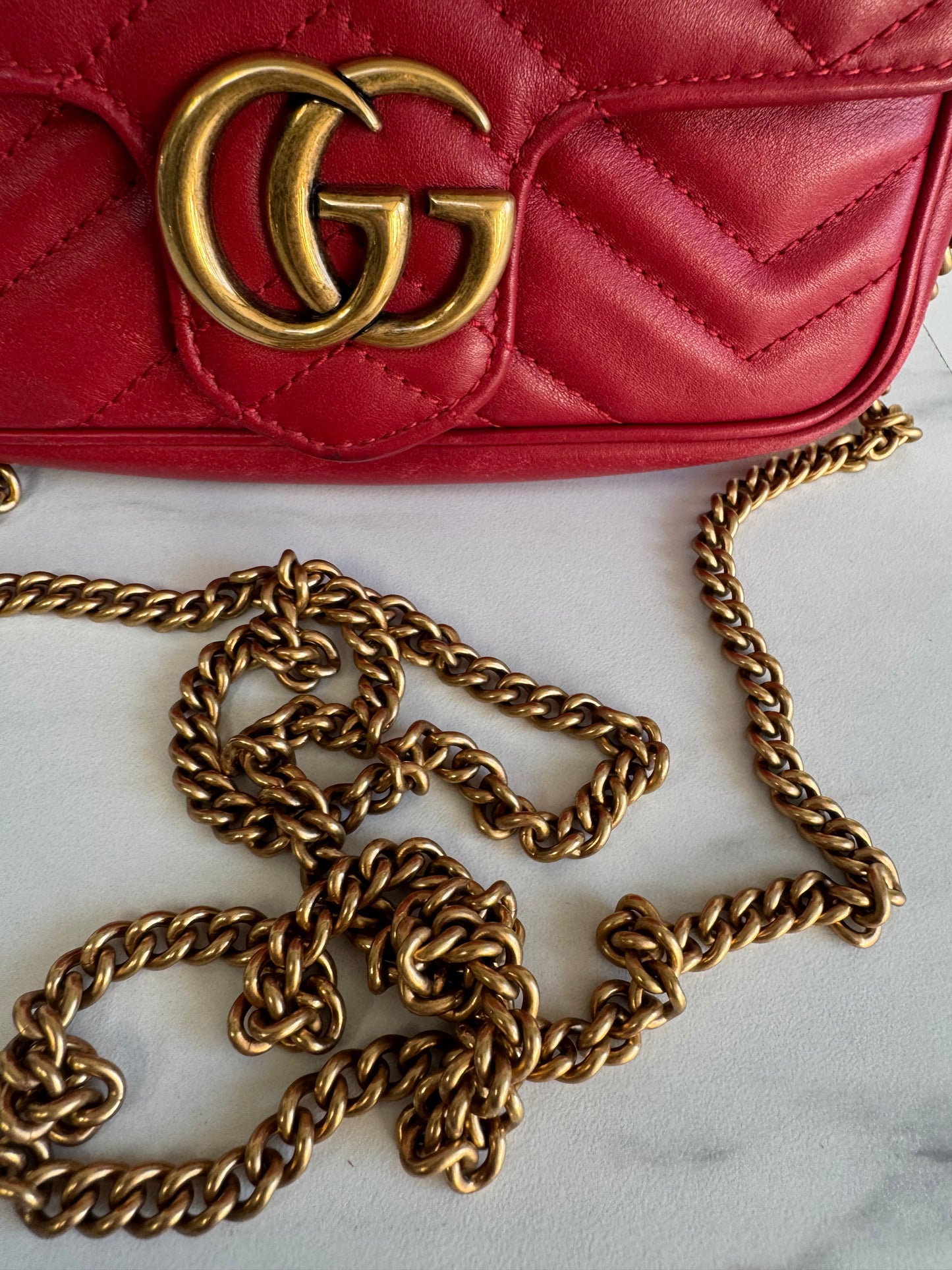 Gucci Super Mini Marmont - Red