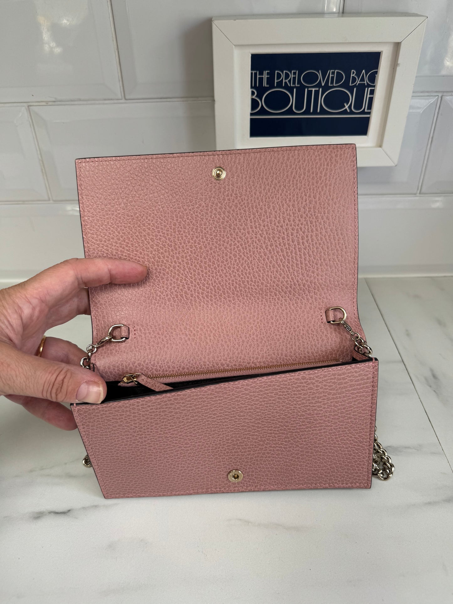 Gucci Dollar Medium Betty Chain Wallet - Pink