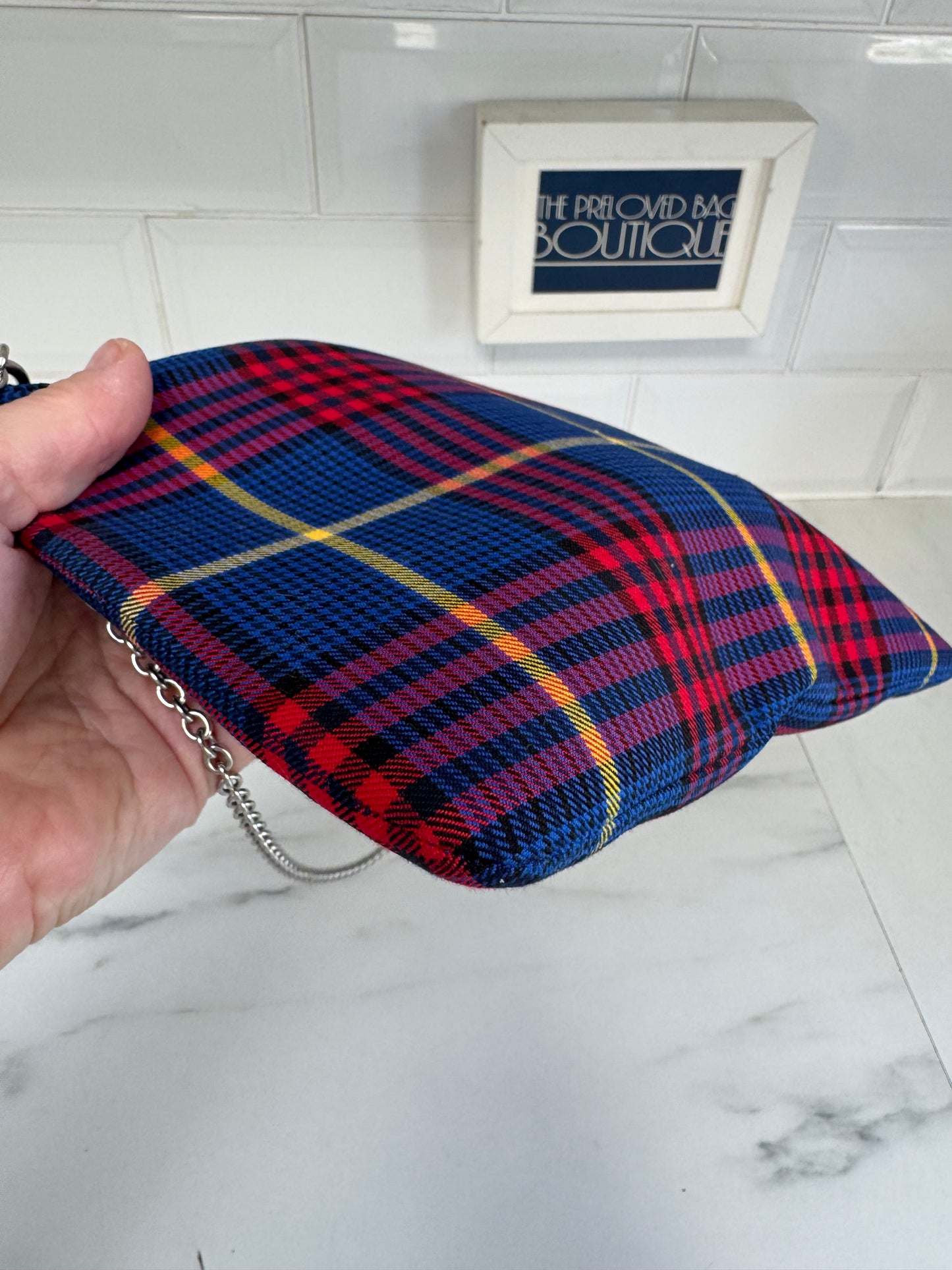 Mulberry Tartan Pouch - Blue Yellow and Red