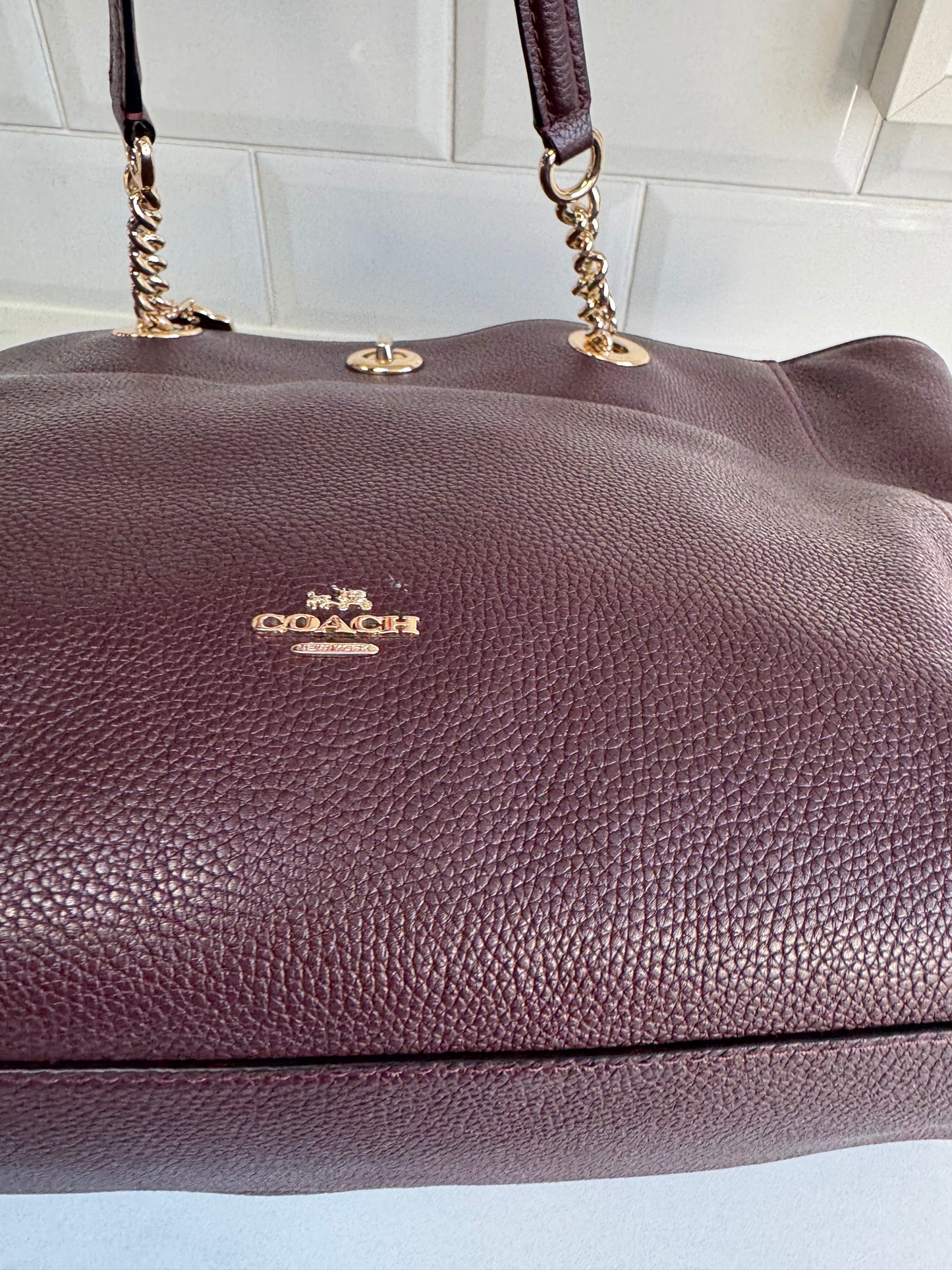 Coach Turnlock Tote - Burgundy