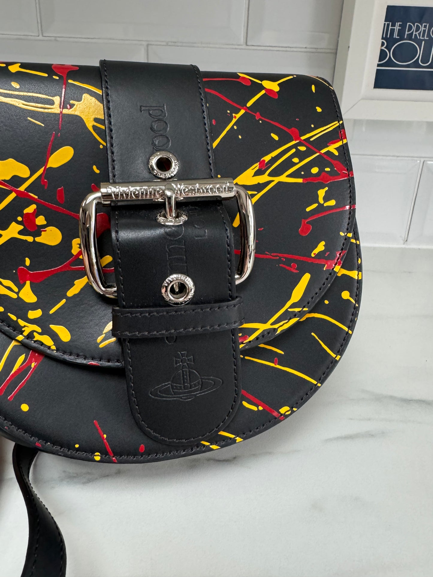 Vivienne Westwood Alex Saddle Bag - Black, Red & Yellow