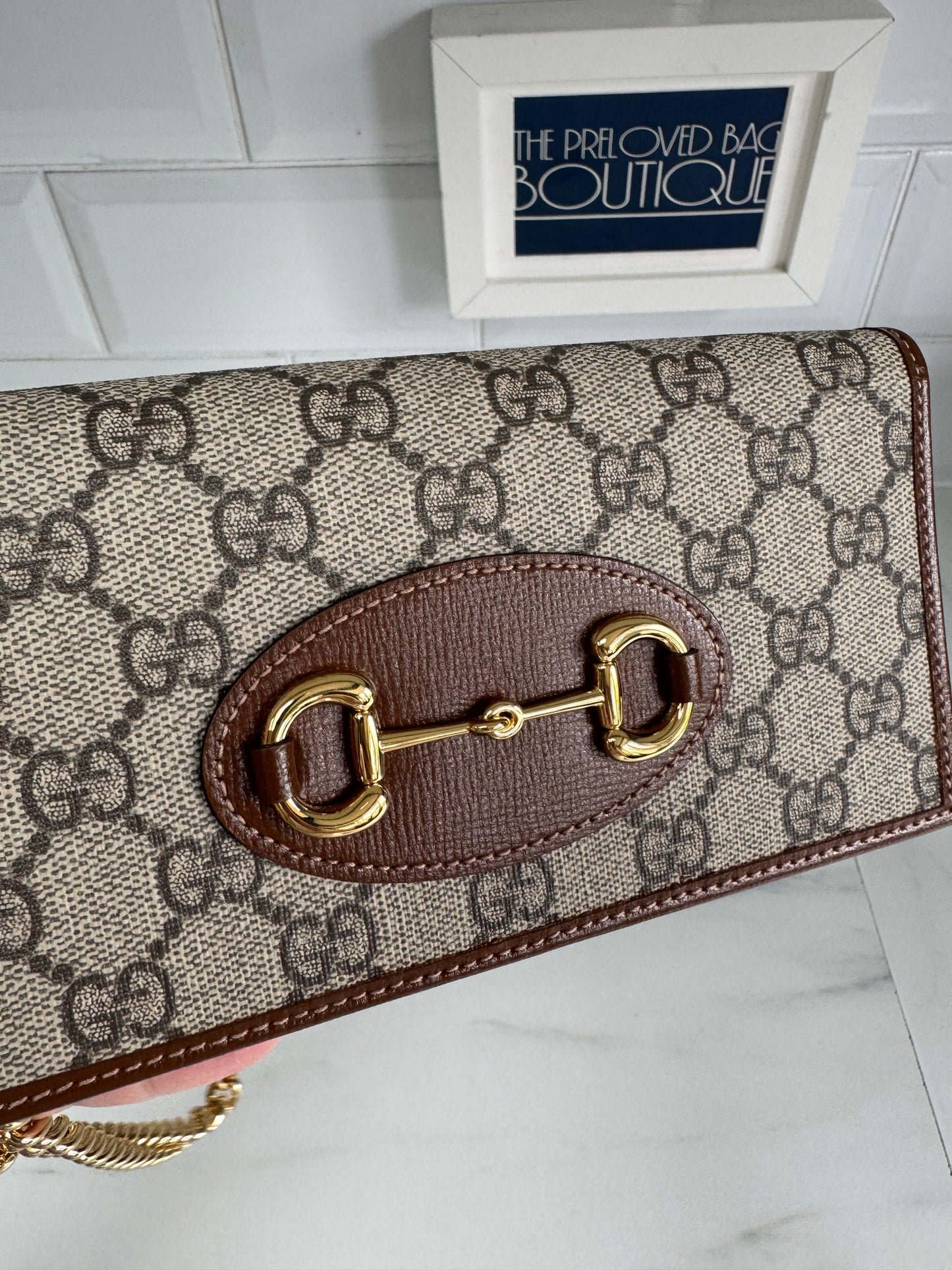 Gucci Horsebit Wallet on Chain - Brown and Beige