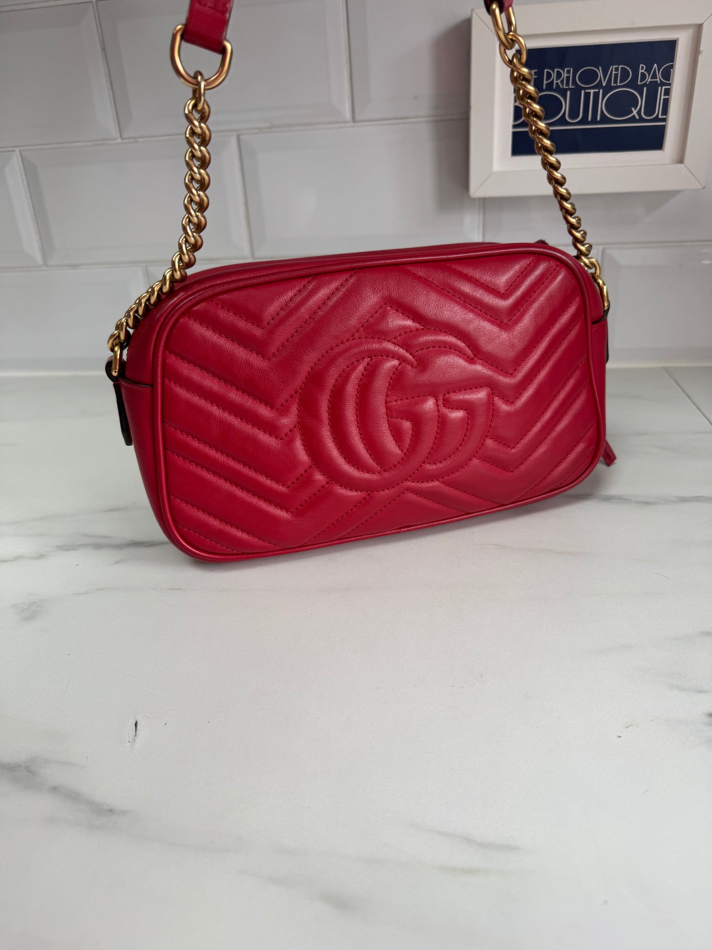 Gucci Marmont Small Shoulder Bag - Red