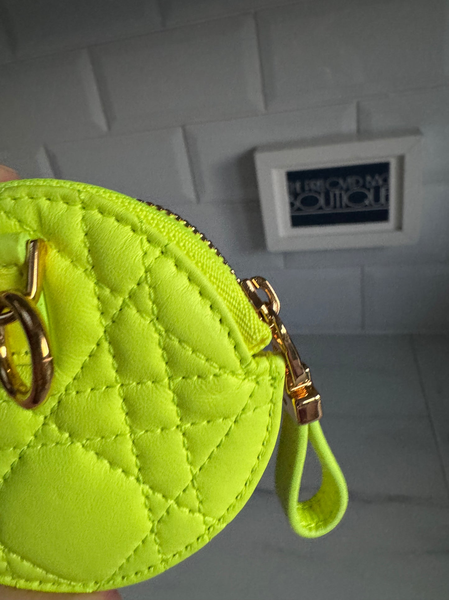 Dior Caro Small Coin Pouch - Fluorescent Lime