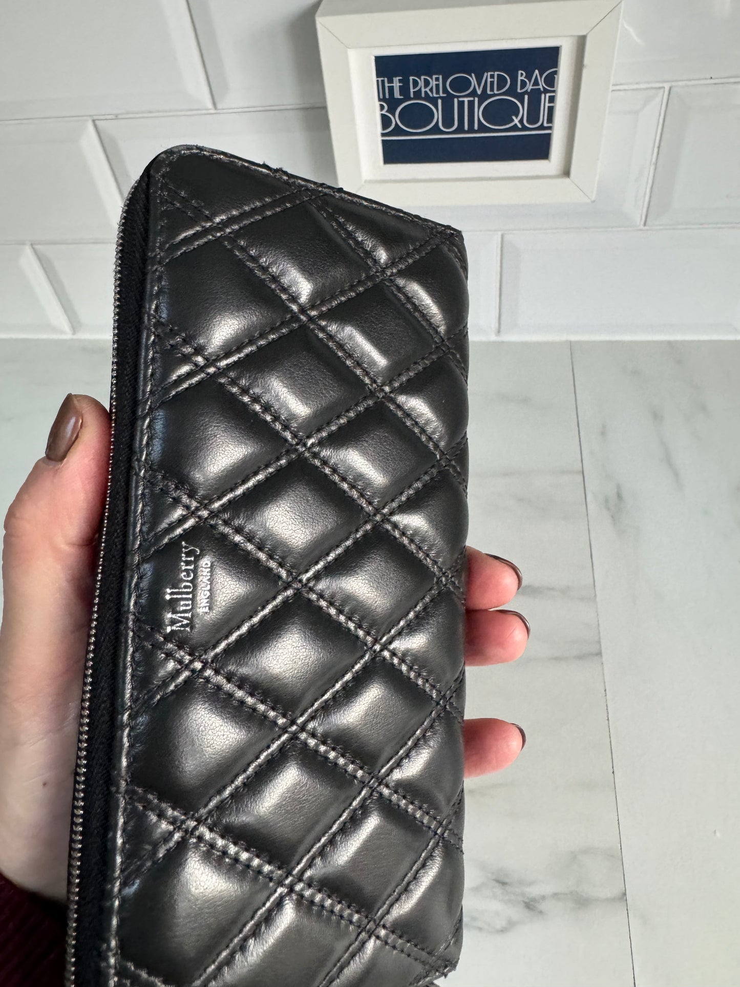 Mulberry Long Zip Around Quilted wallet - Black