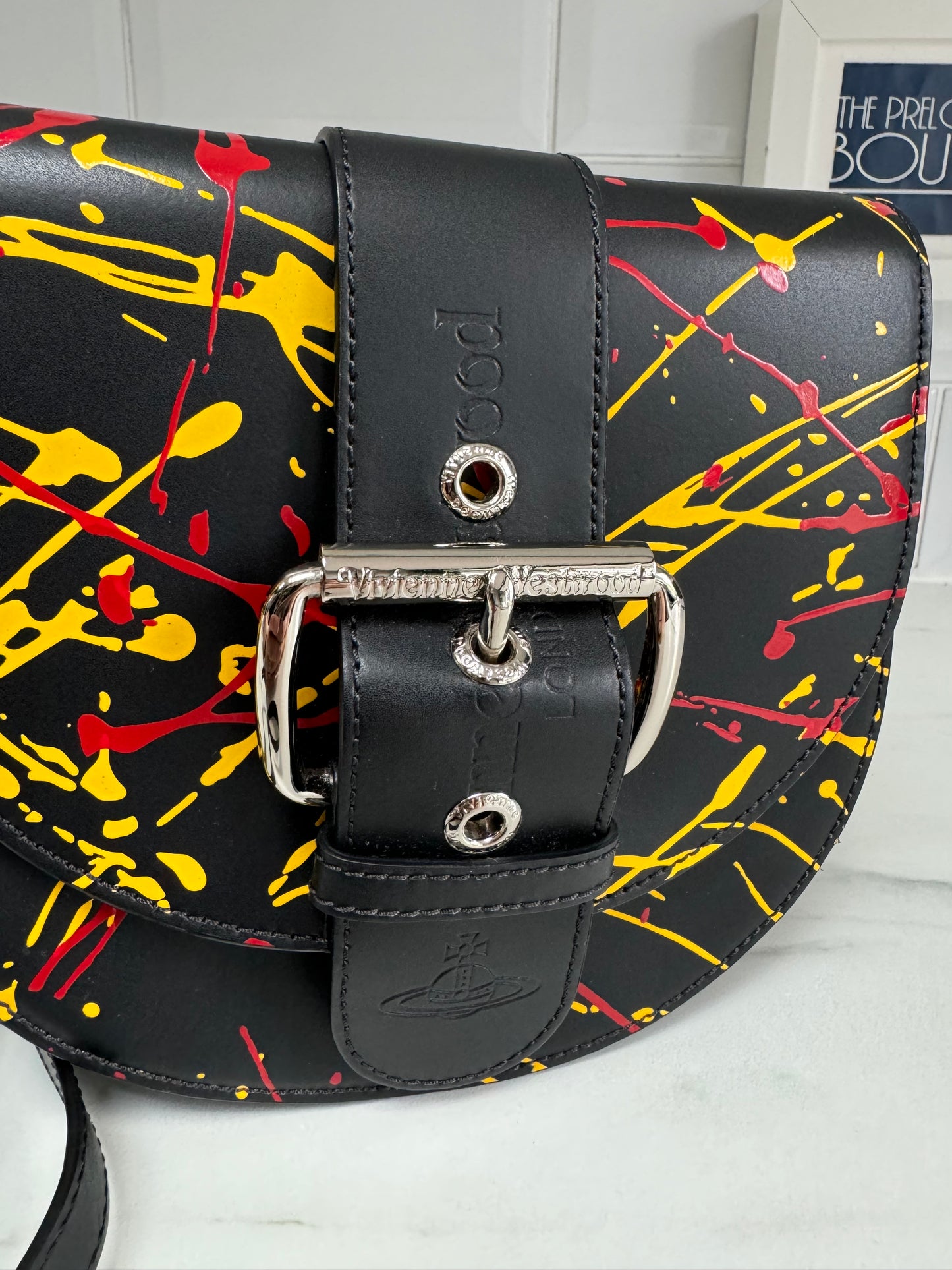 Vivienne Westwood Alex Saddle Bag - Black, Red & Yellow