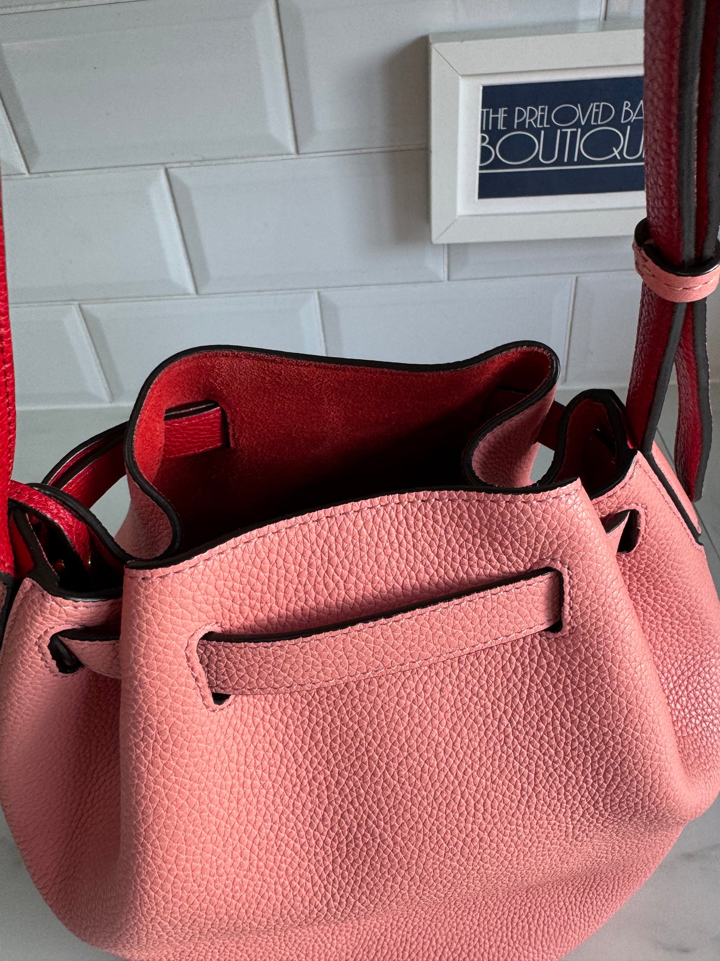 Mulberry Abbey Bucket Bag - Macaroon Pink & Red