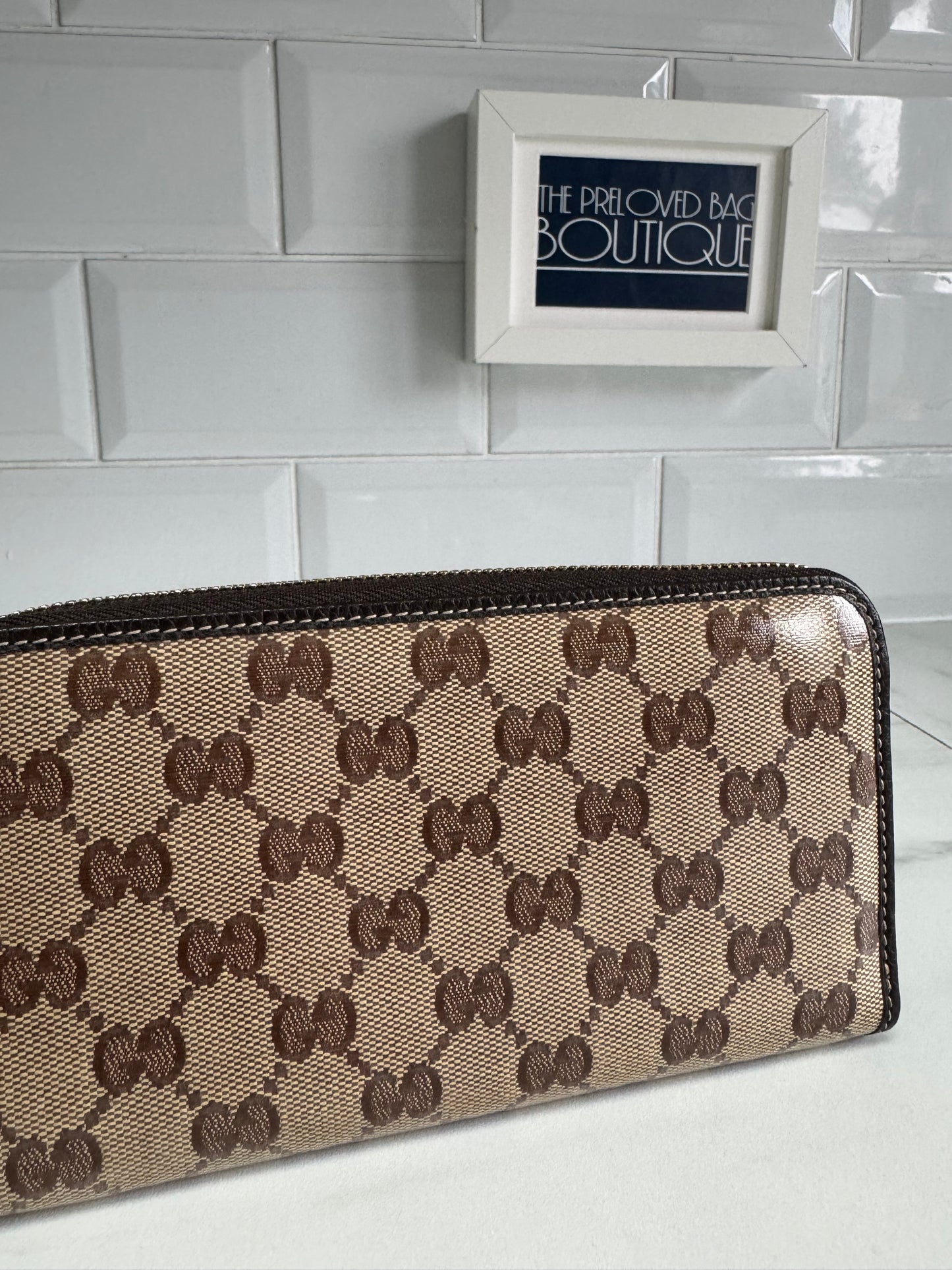 Gucci GG Crystal Zip Wallet - Brown