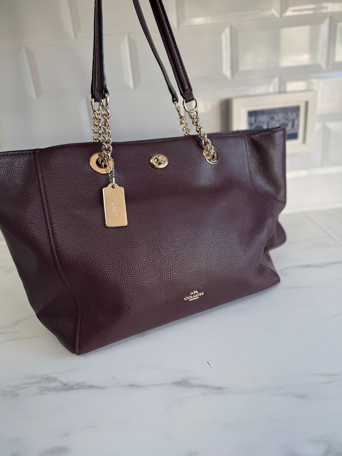 Coach Turnlock Tote - Burgundy