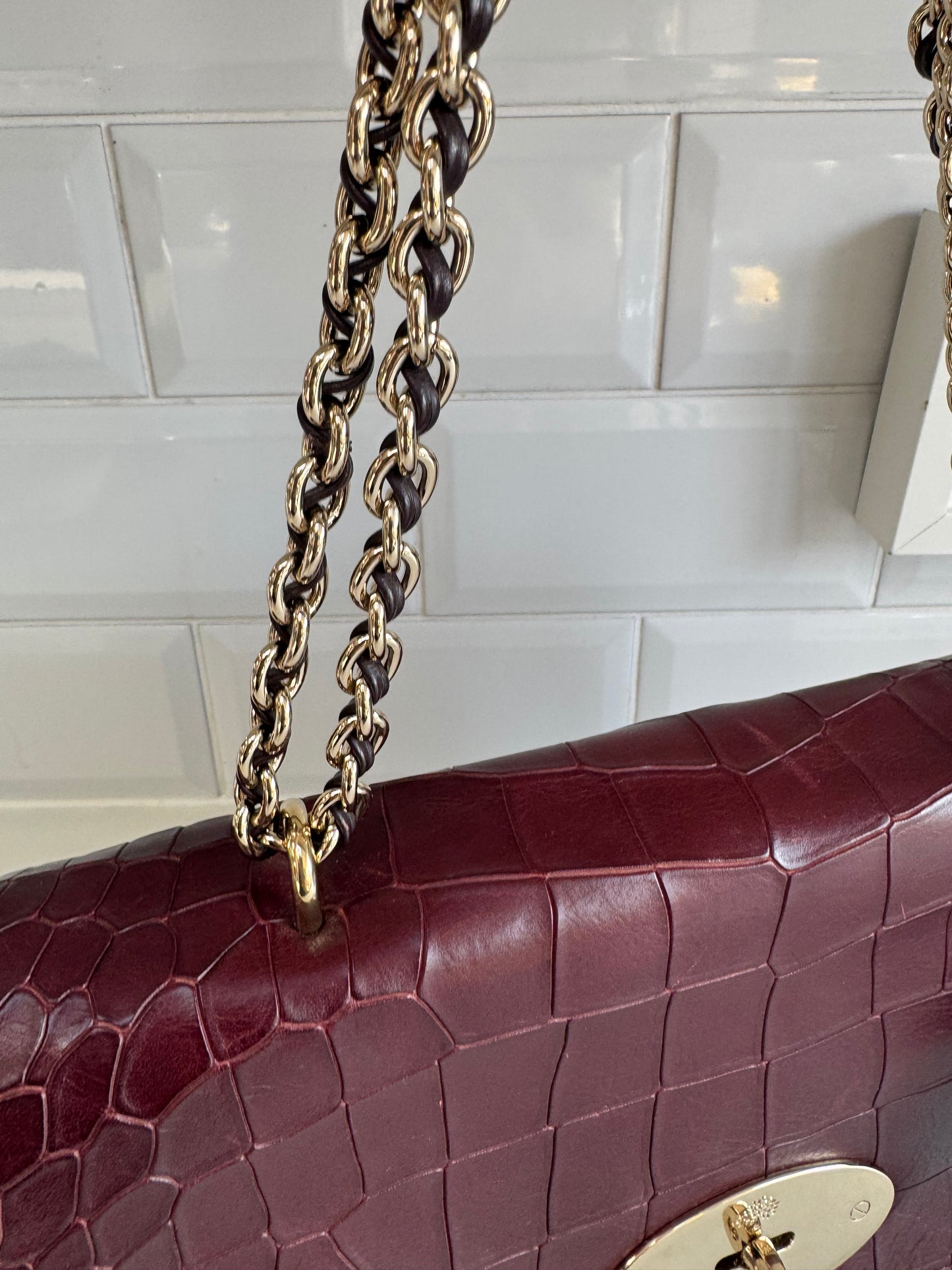 Mulberry Medium Lily - Oxblood Croc Embossed