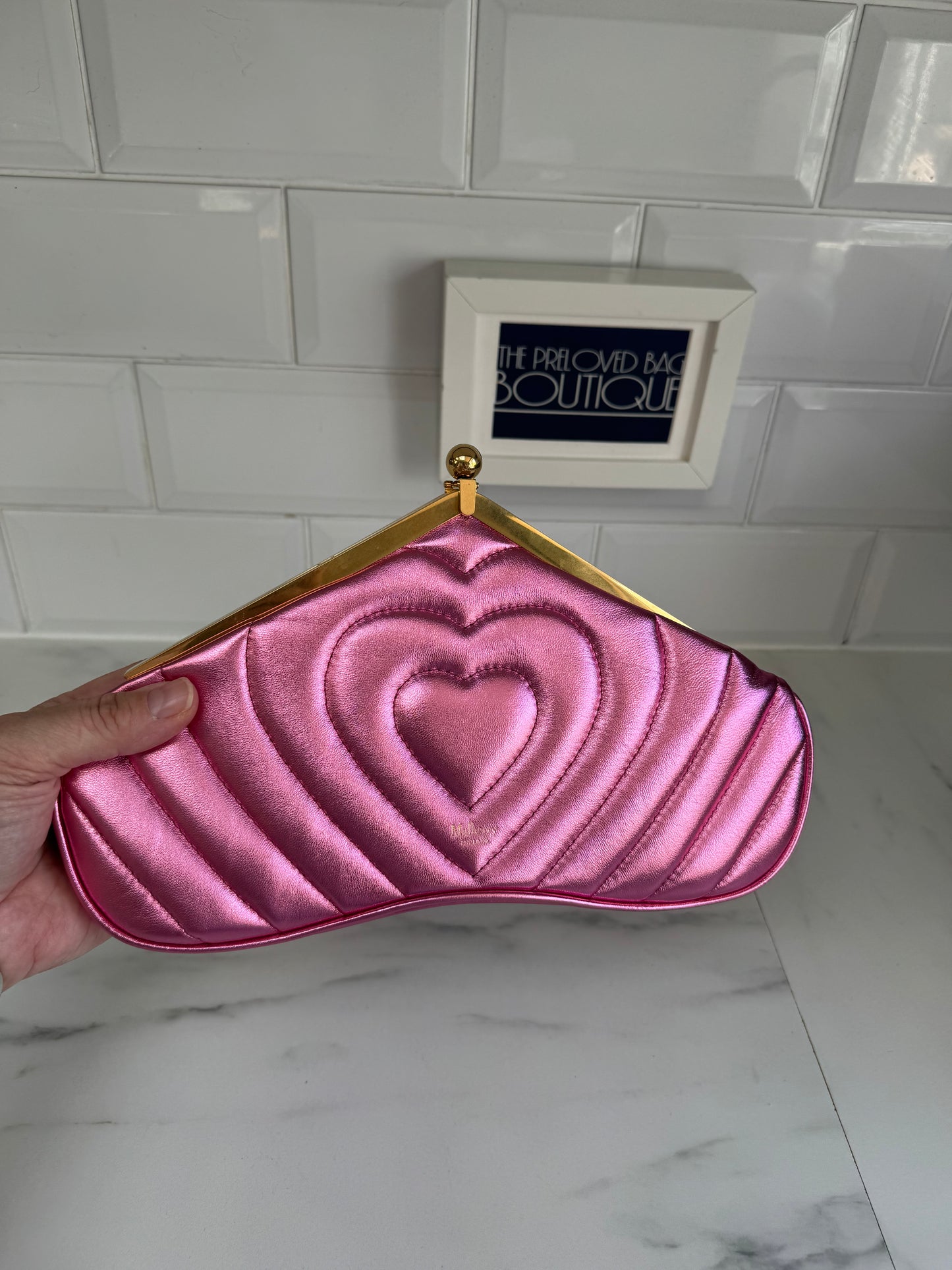 Mulberry Small Witney Heart Clutch - Metallic Pink