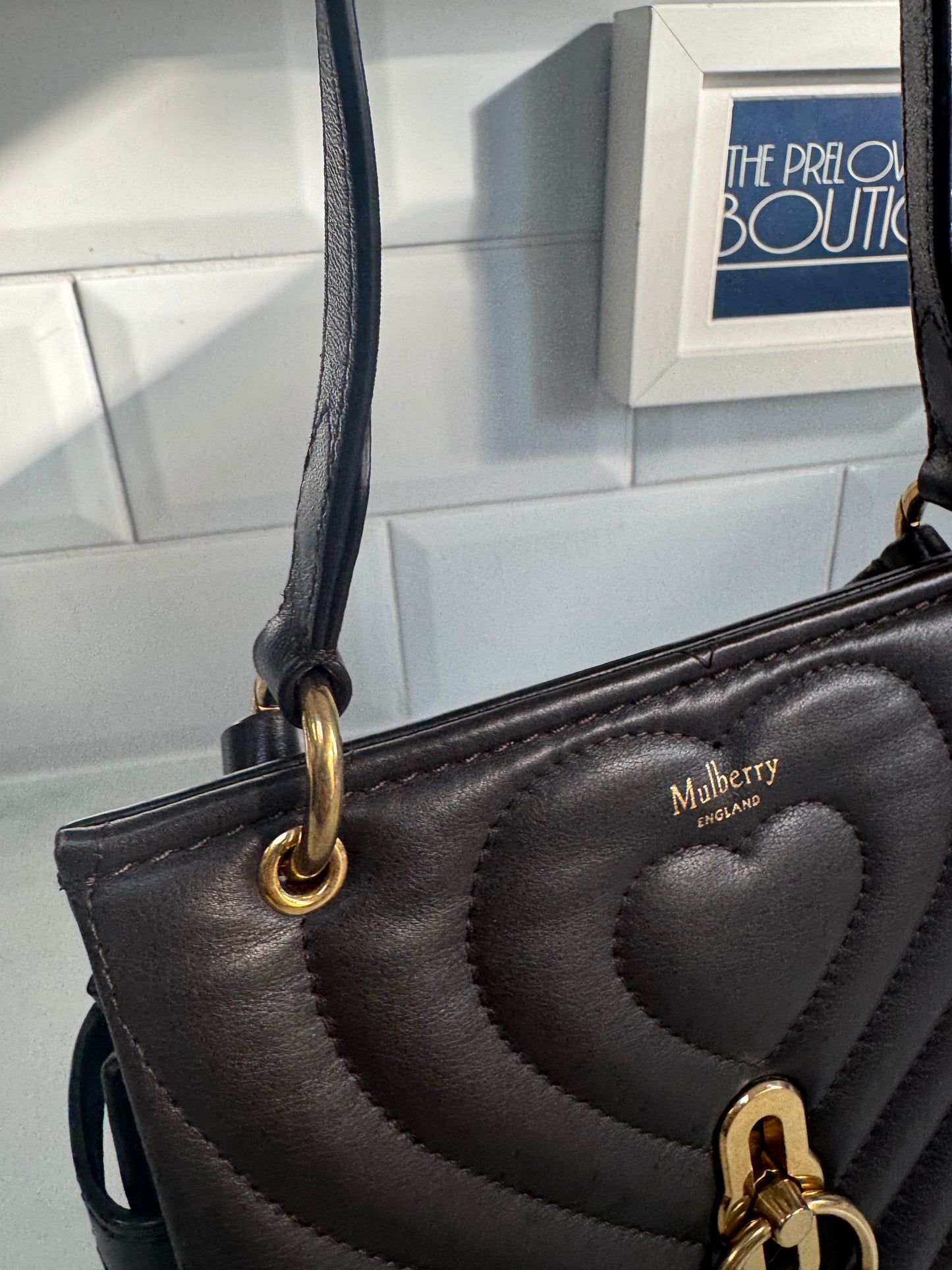 Mulberry Small Amberley Quilted Heart Satchel - Chocolate