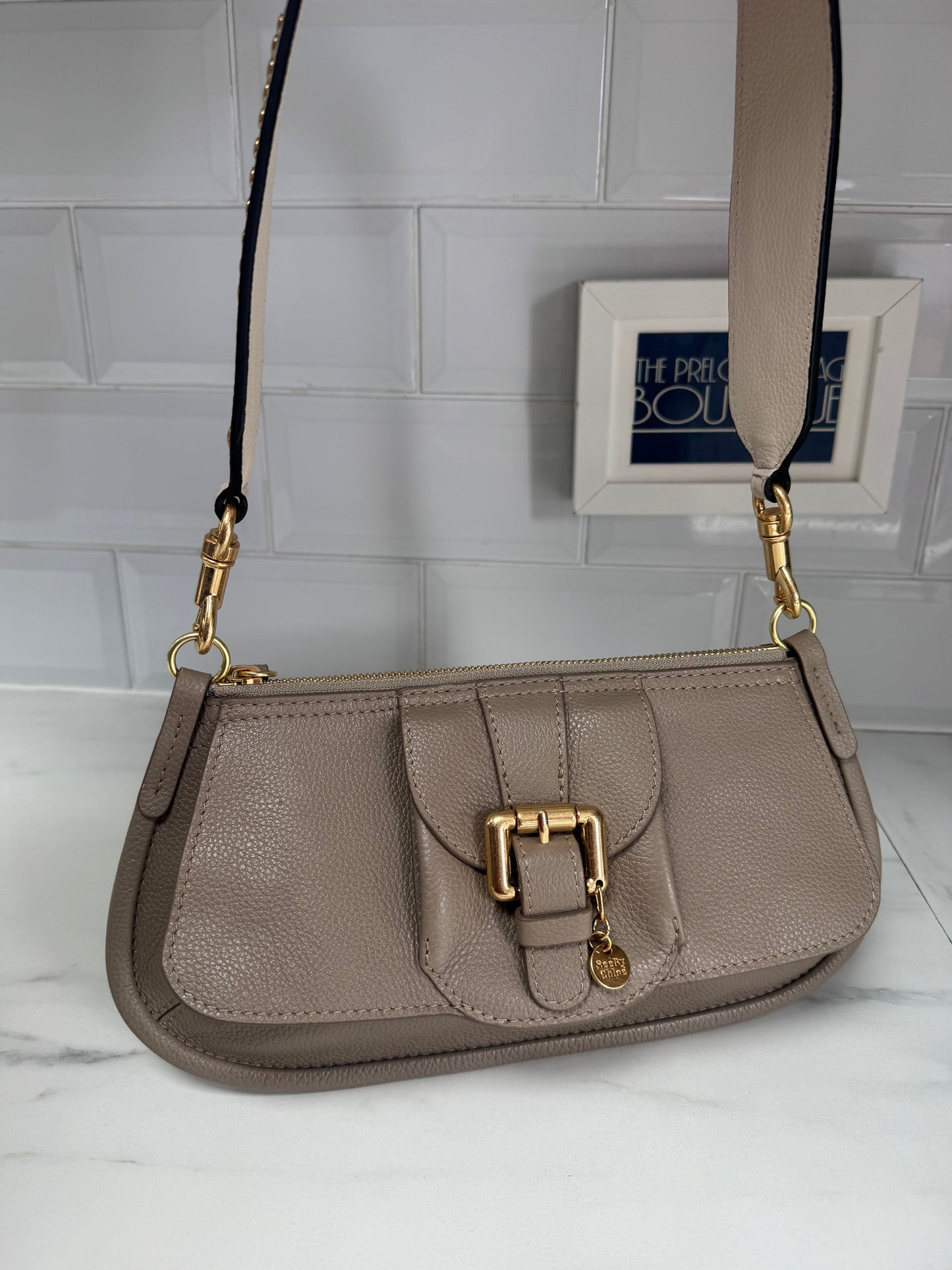 Chloè Lesley Baguette Saddle Bag - Motty Grey
