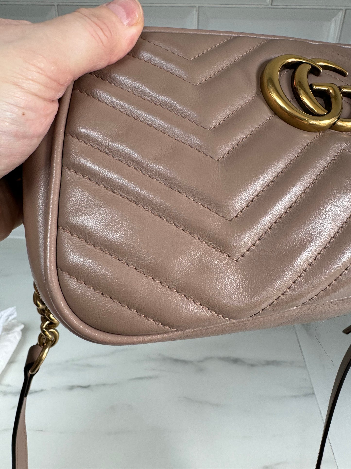 Gucci Marmont Shoulder Bag - Nude